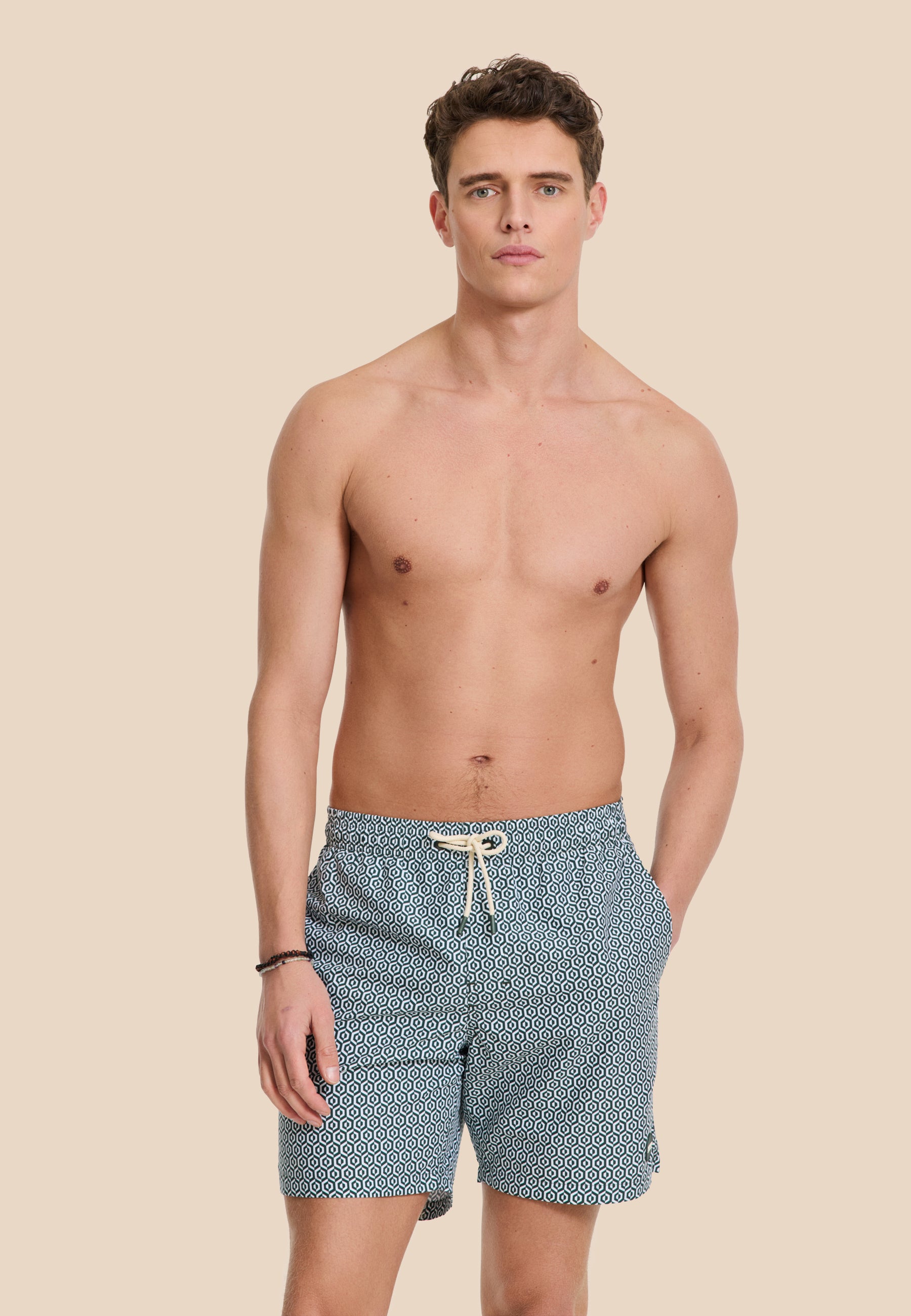 MIKE swim shorts geo tile | green leaf