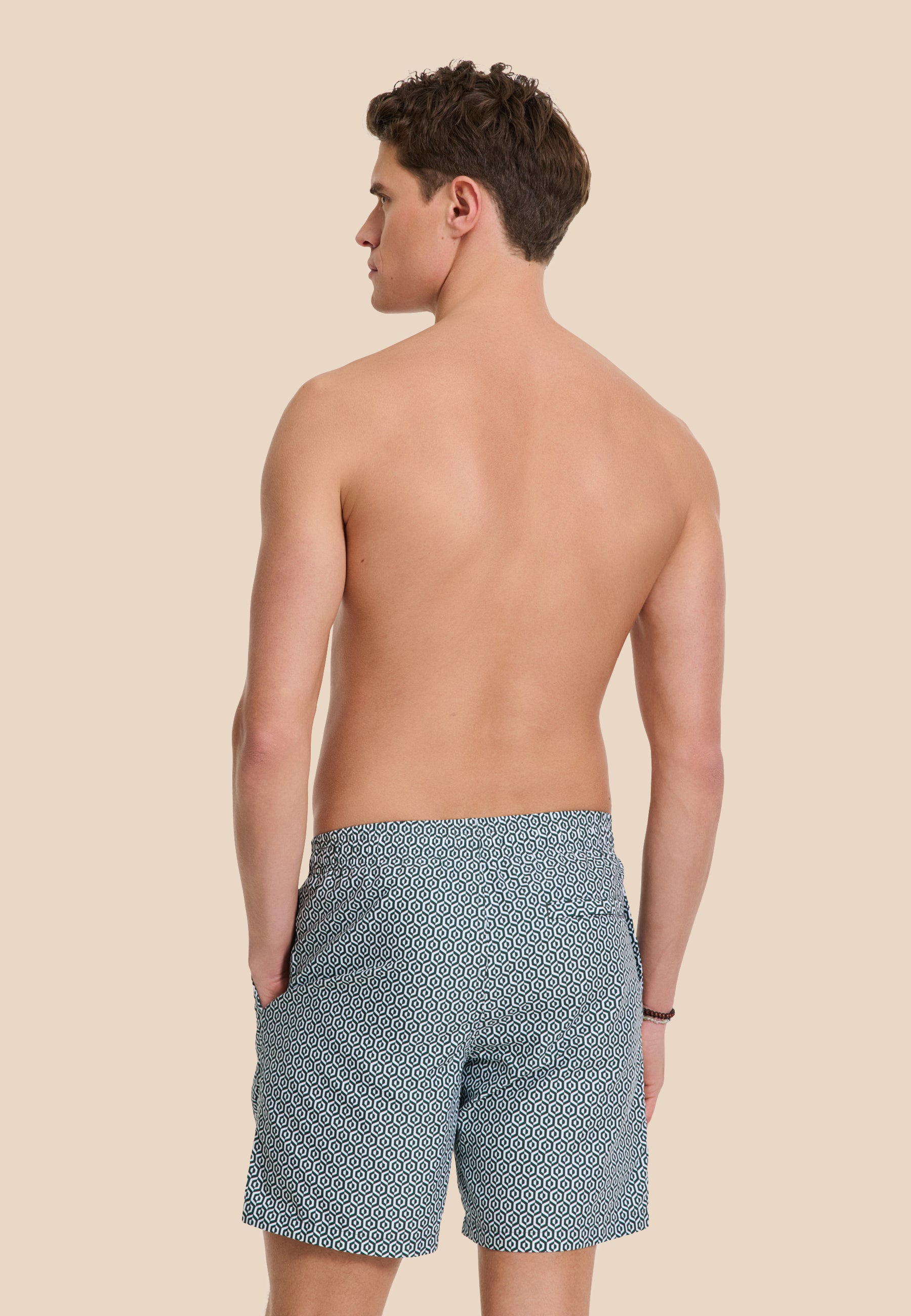 MIKE swim shorts geo tile | green leaf