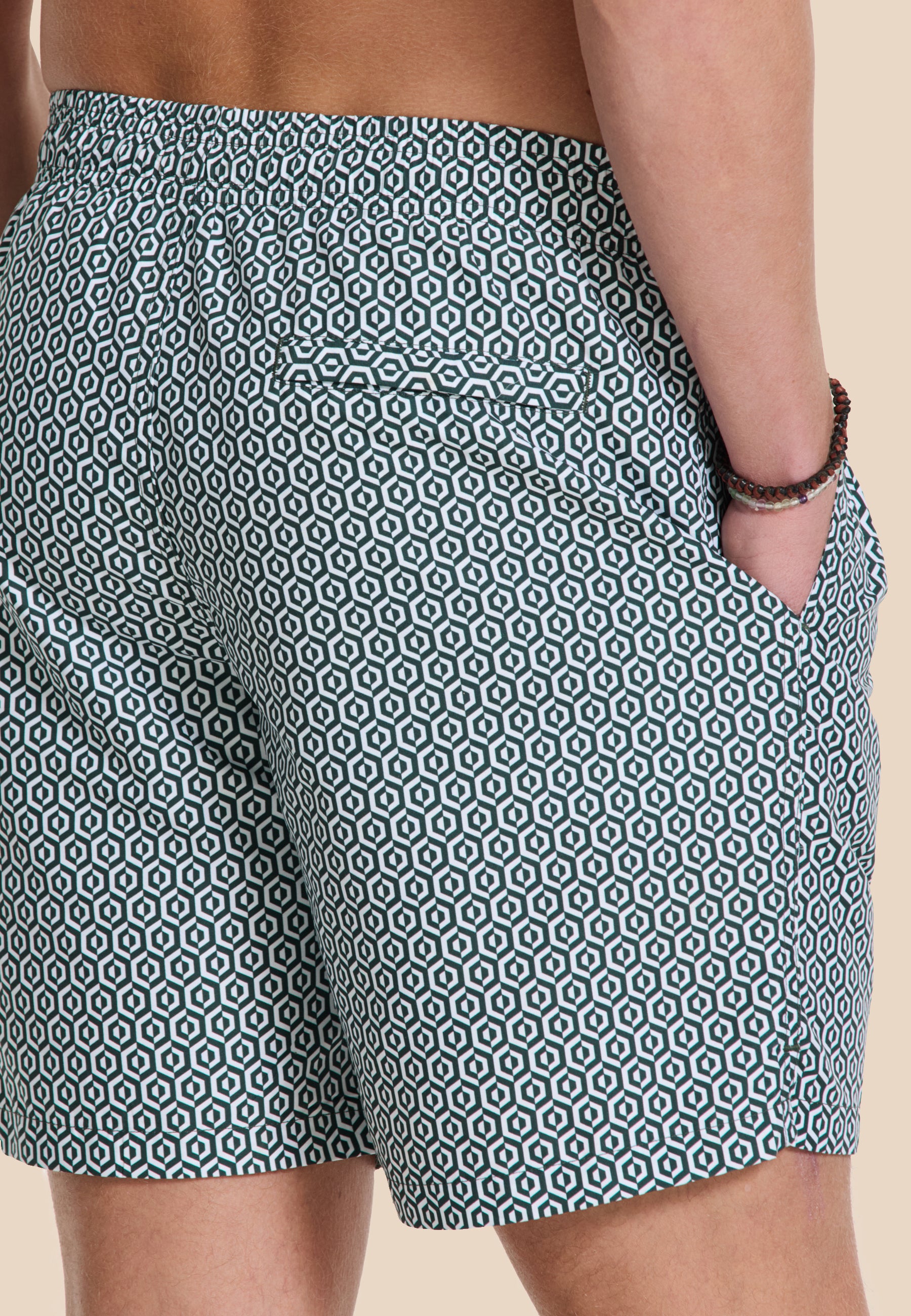 MIKE swim shorts geo tile | green leaf