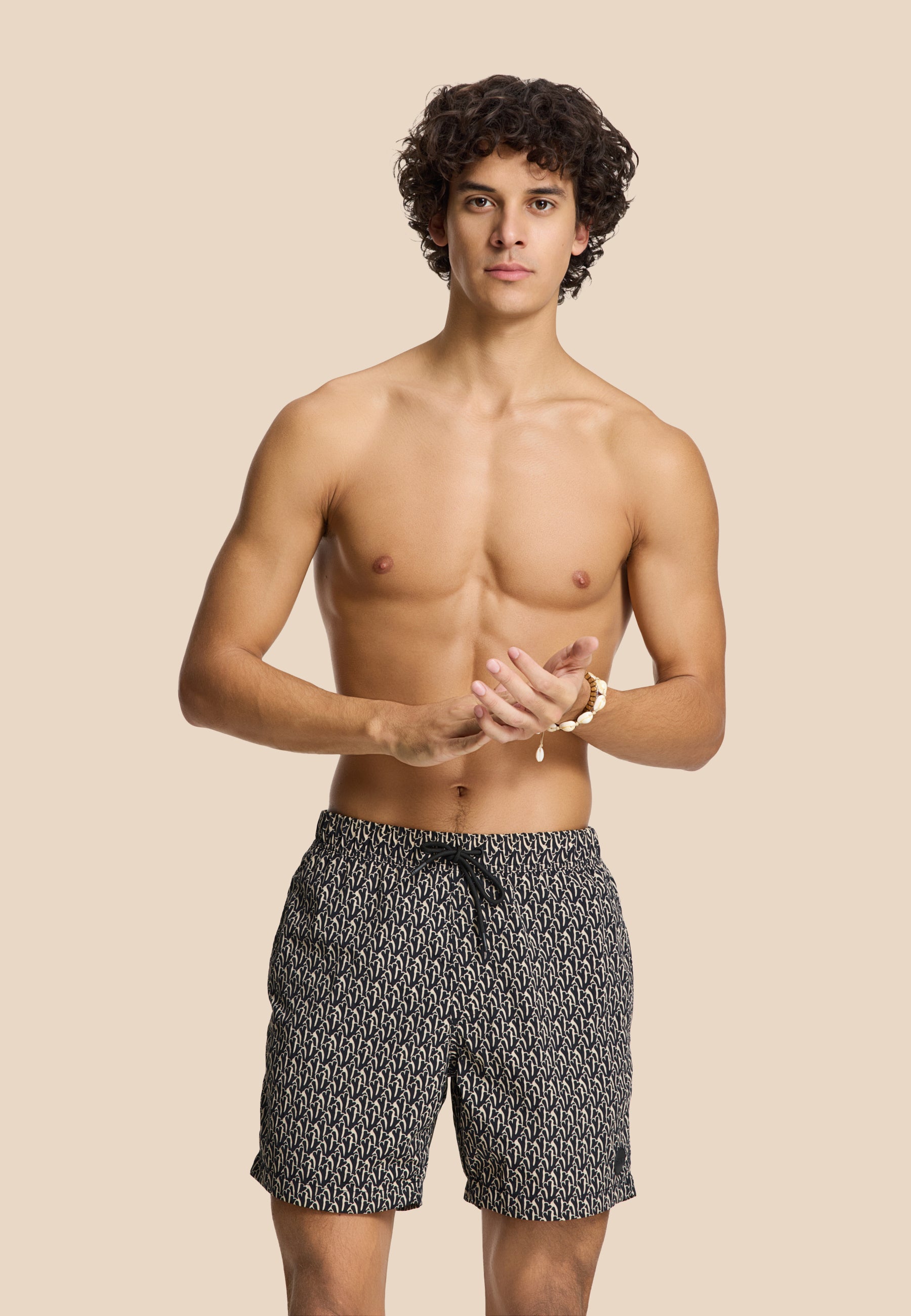NICK QUICK DRY zwembroek wavy coral | black