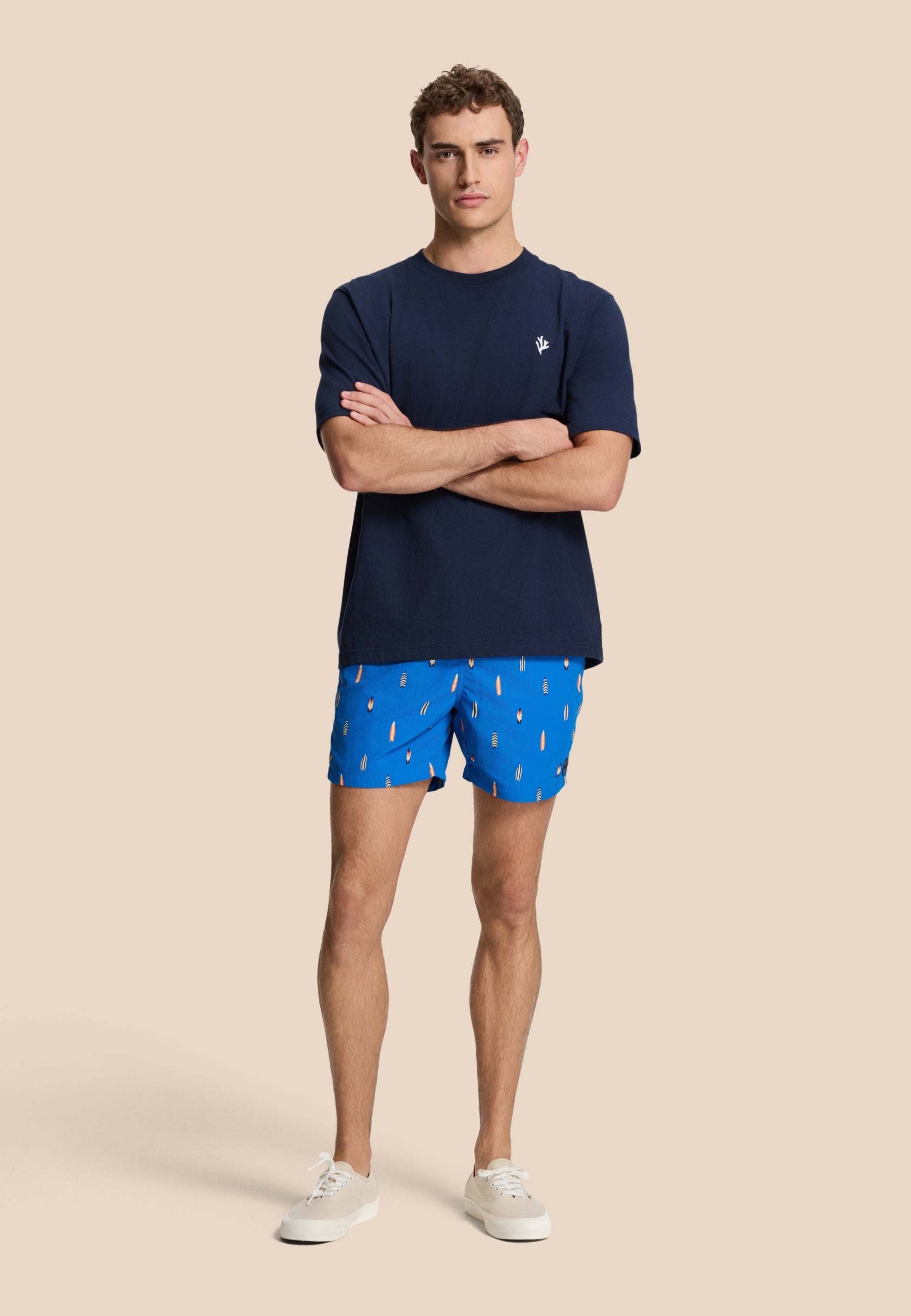 FINN relaxed t-shirt coral logo | dark navy