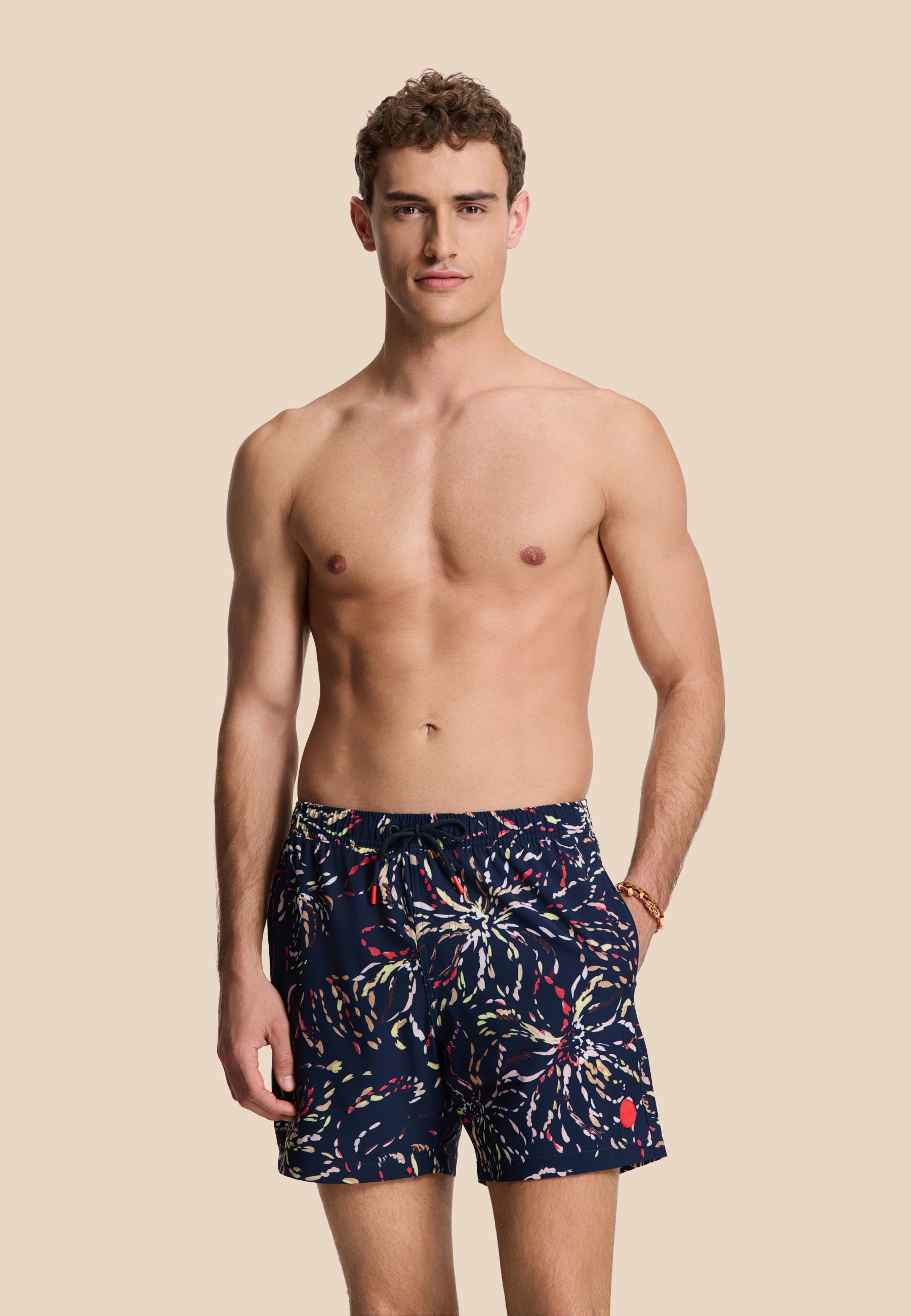 SCOTT STRETCH zwembroek painted flower | blue navy