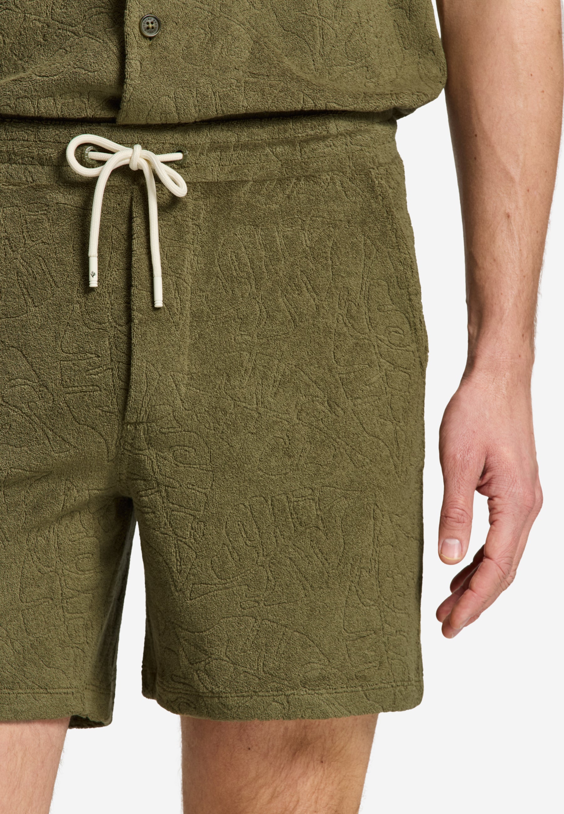 TONY jacquard leaves toweling shorts | green