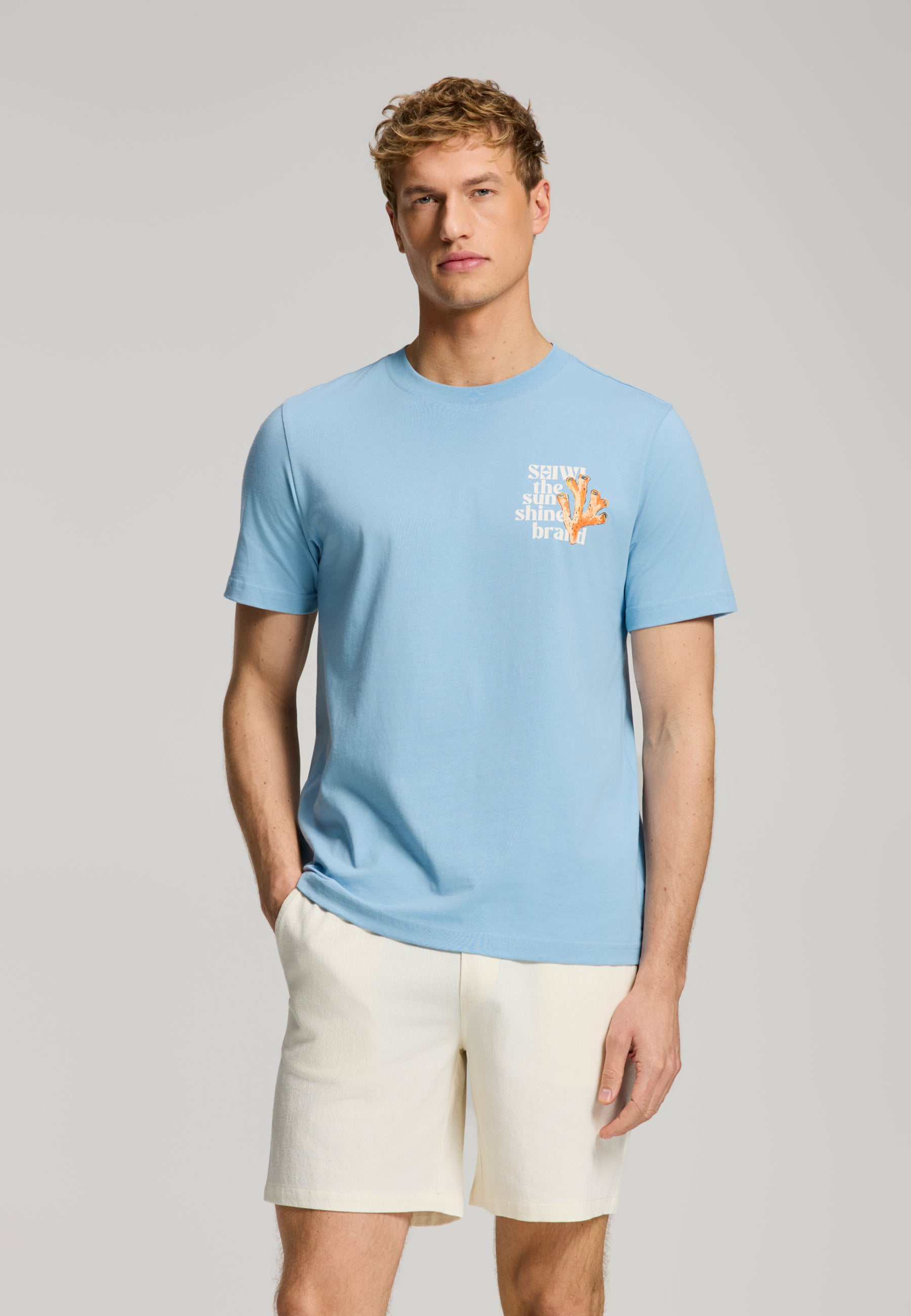 LIAM regular fit painted coral t-shirt | blue harbor