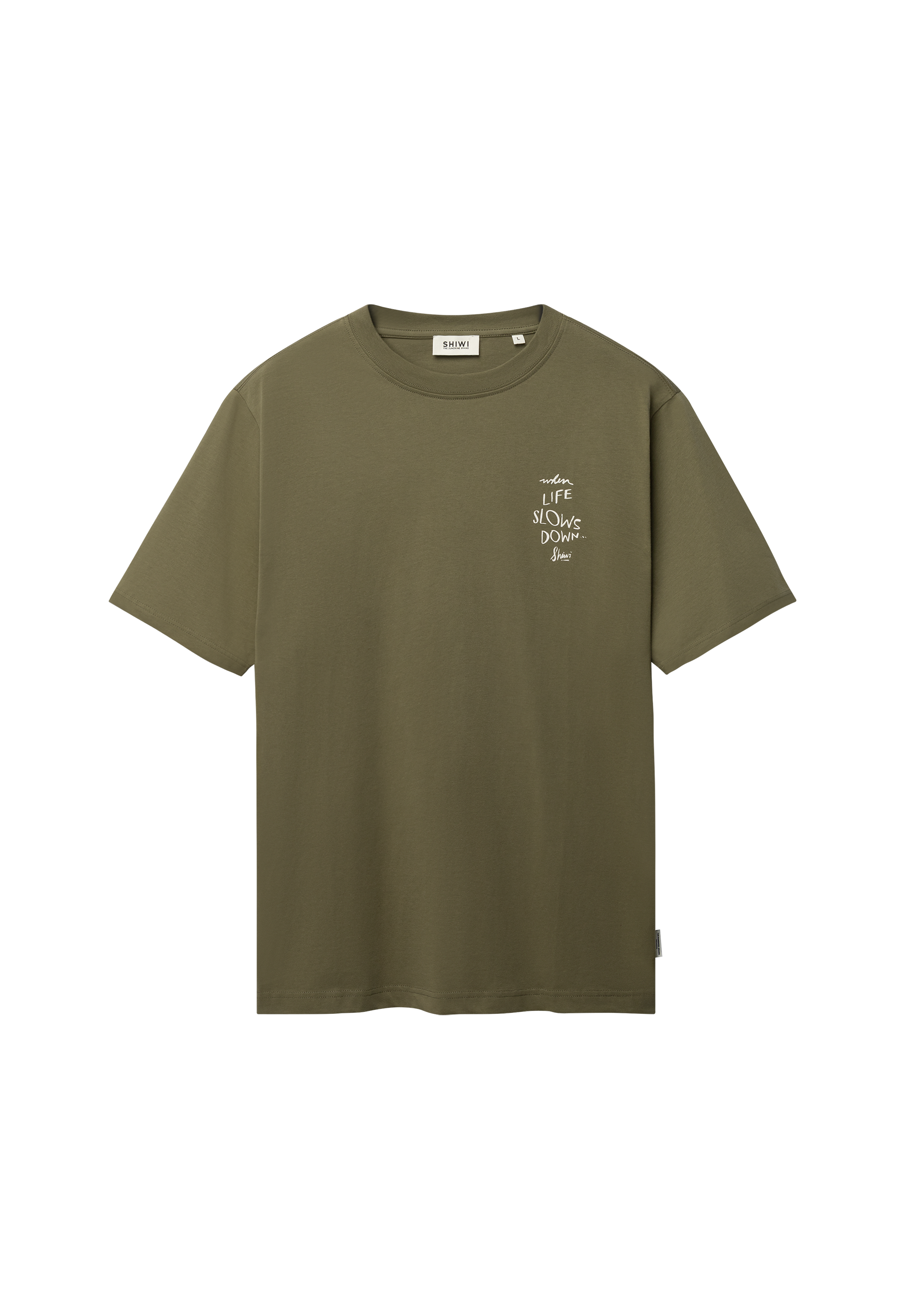 LIAM regular fit sip by sip t-shirt | green olive mist