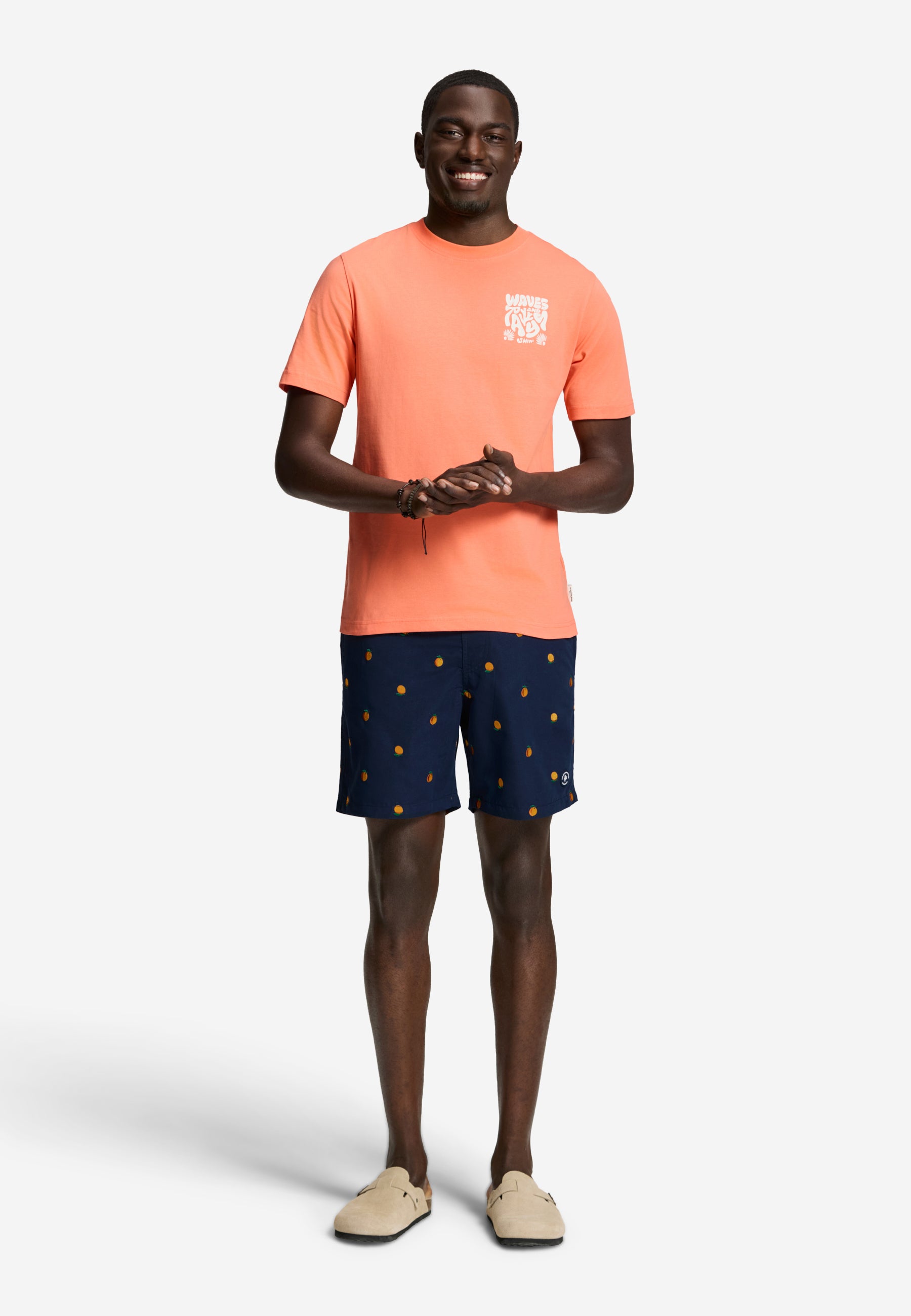 LIAM regular fit waves and rays t-shirt | orange coral