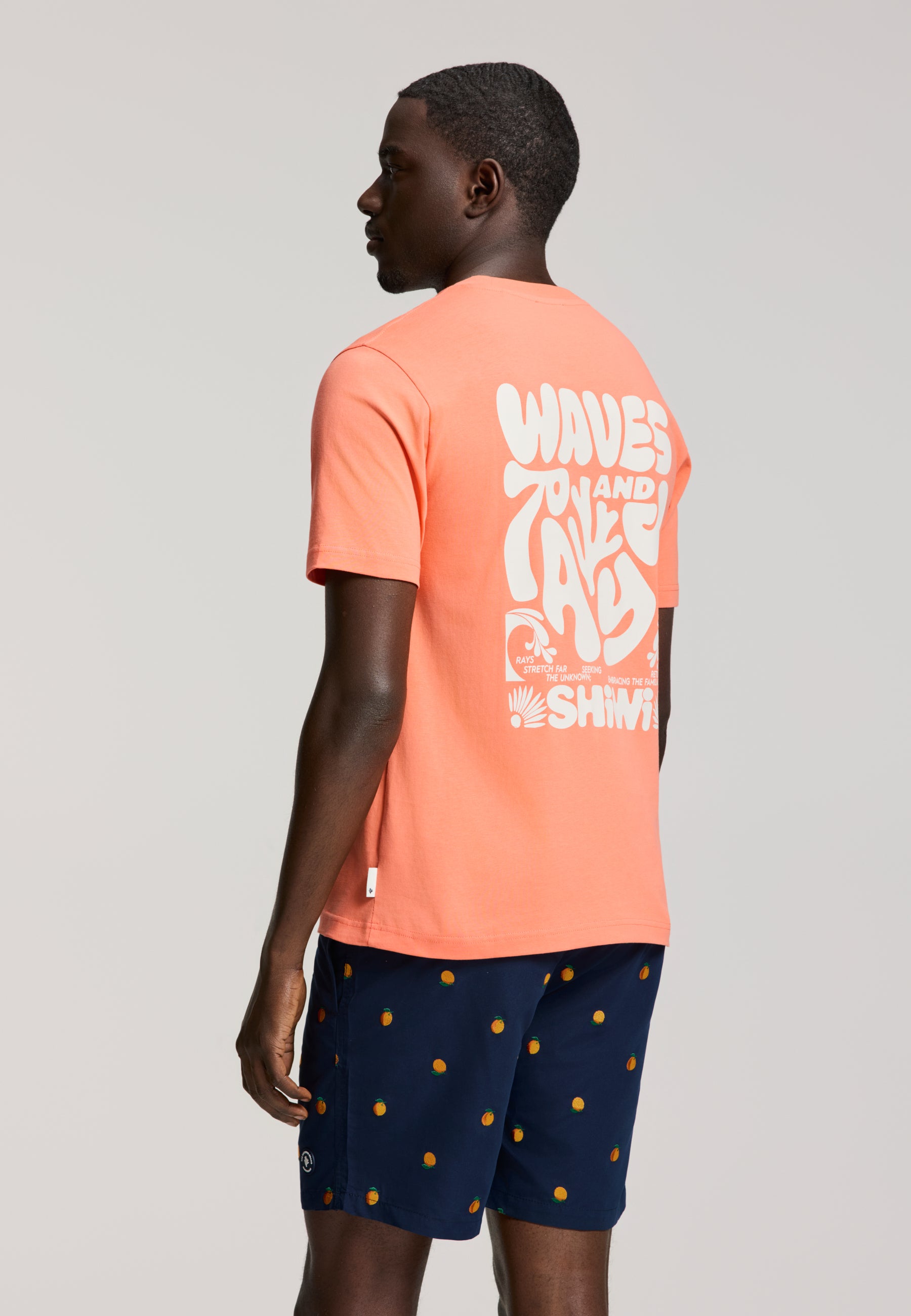 LIAM regular fit waves and rays t-shirt | orange coral