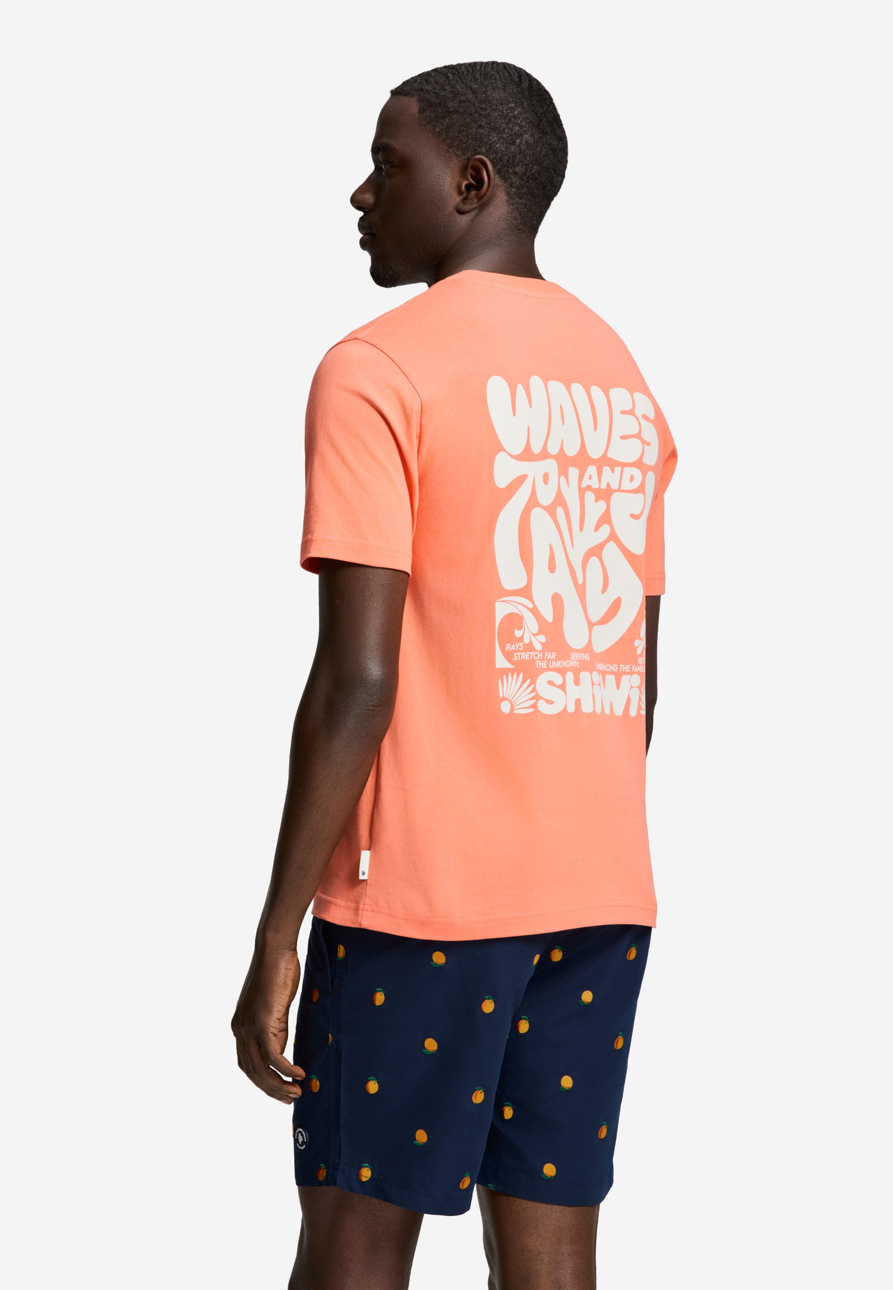 LIAM regular fit waves and rays t-shirt | orange coral - Shiwi
