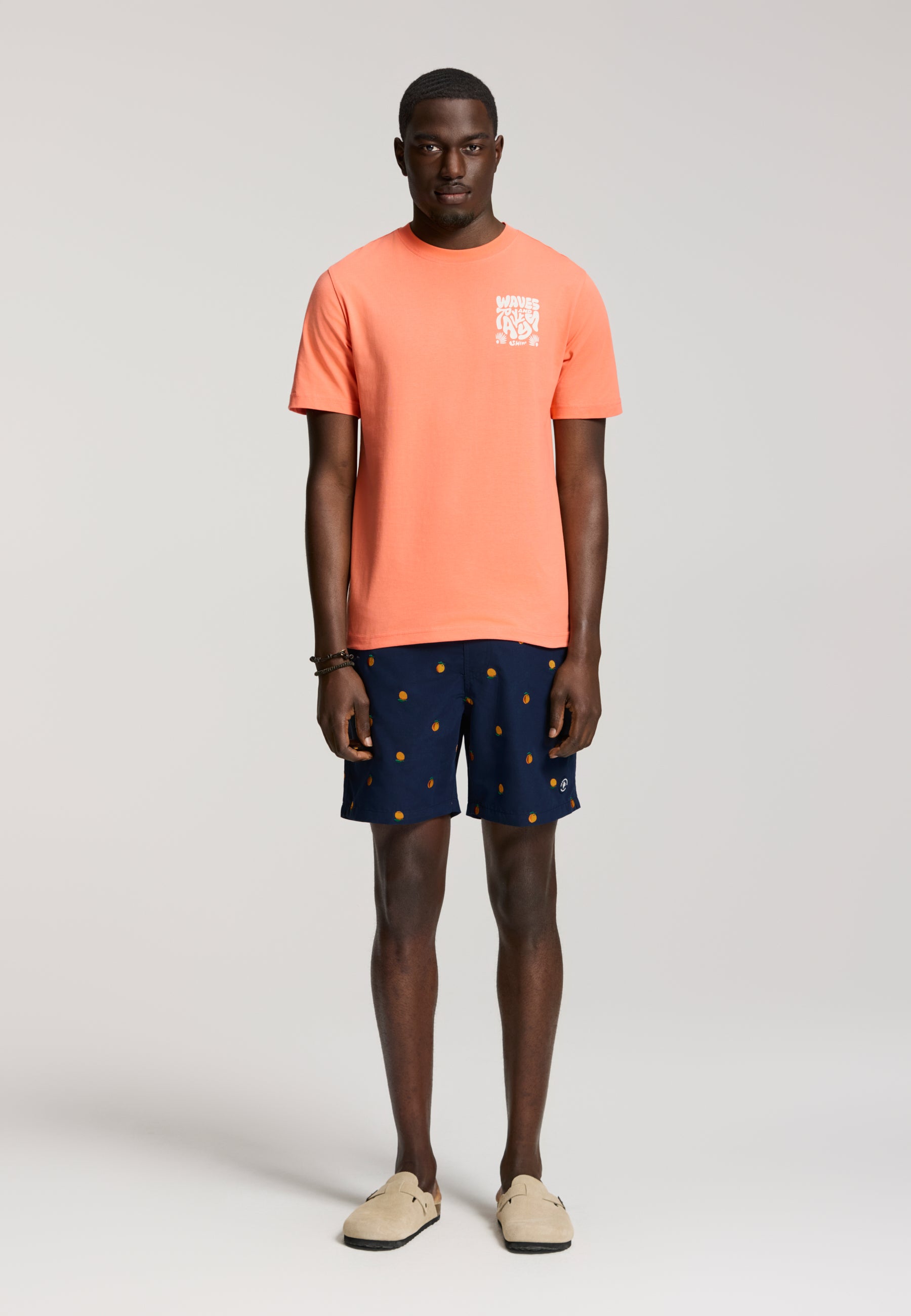 LIAM regular fit waves and rays t-shirt | orange coral