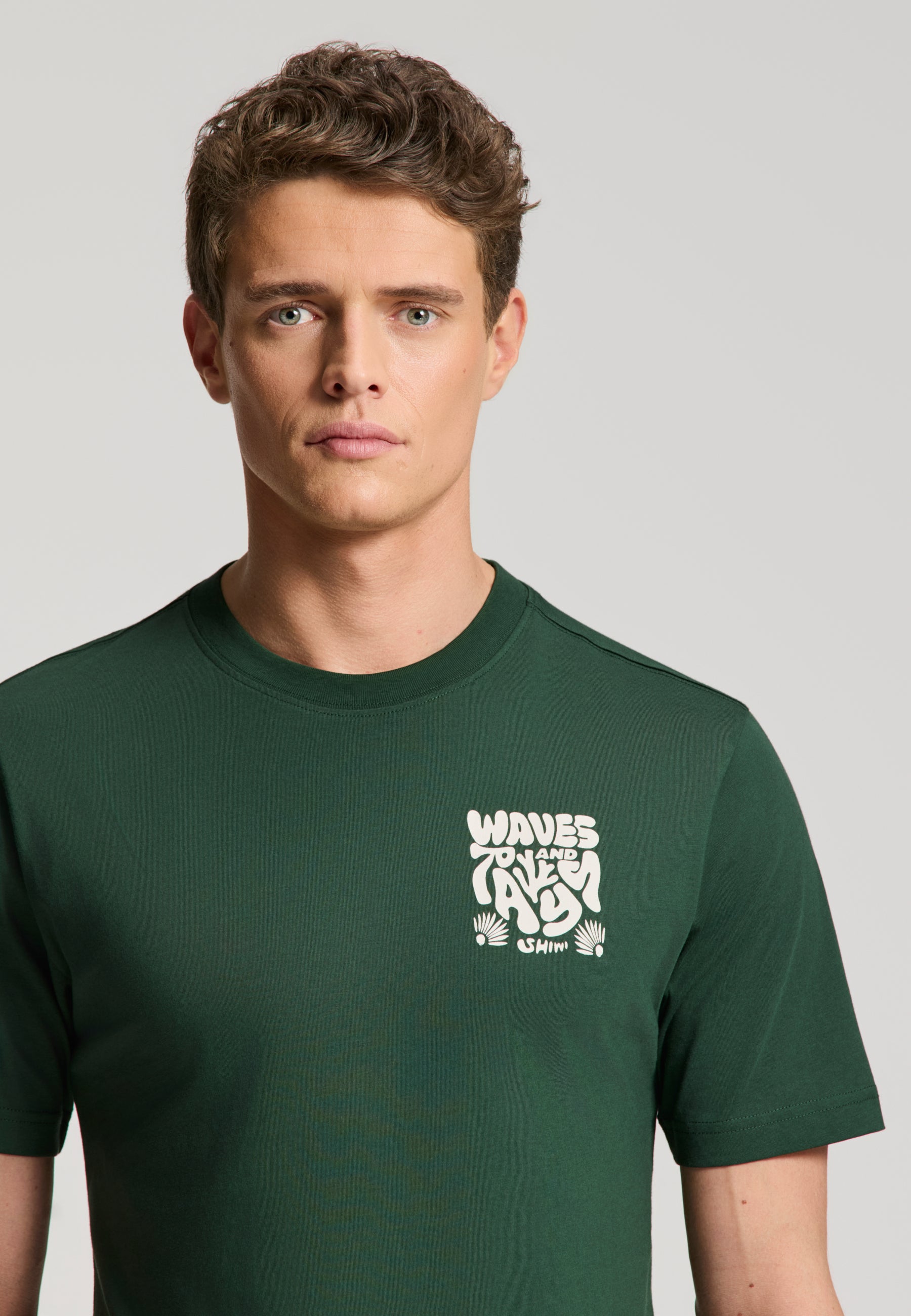 LIAM regular fit waves and rays t-shirt | green leaf - Shiwi