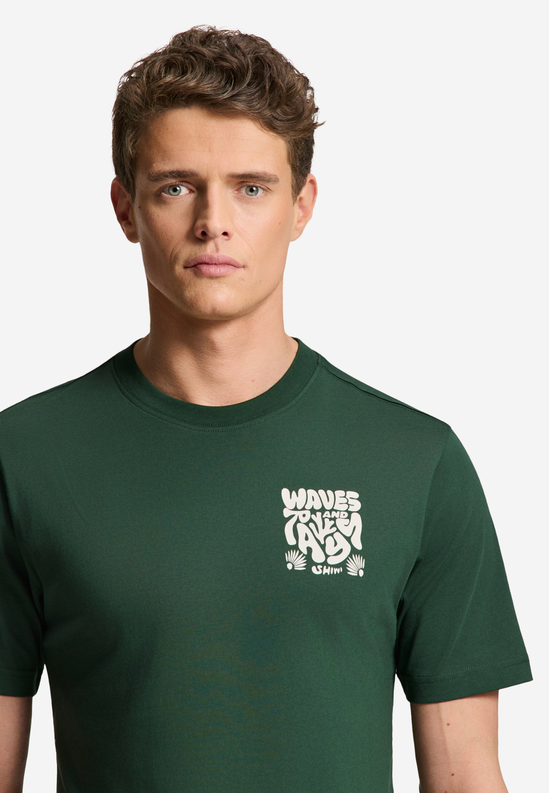 LIAM regular fit waves and rays t-shirt | green leaf