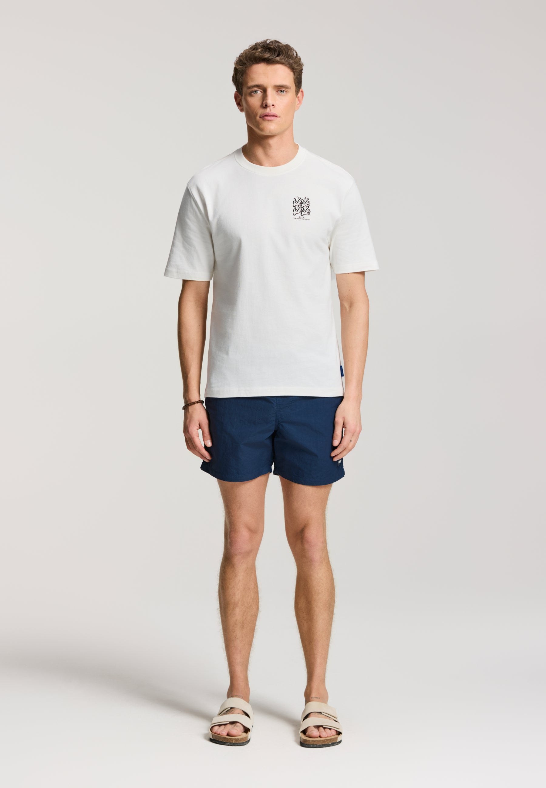 FINN relaxed fit coral grid t-shirt | white - Shiwi
