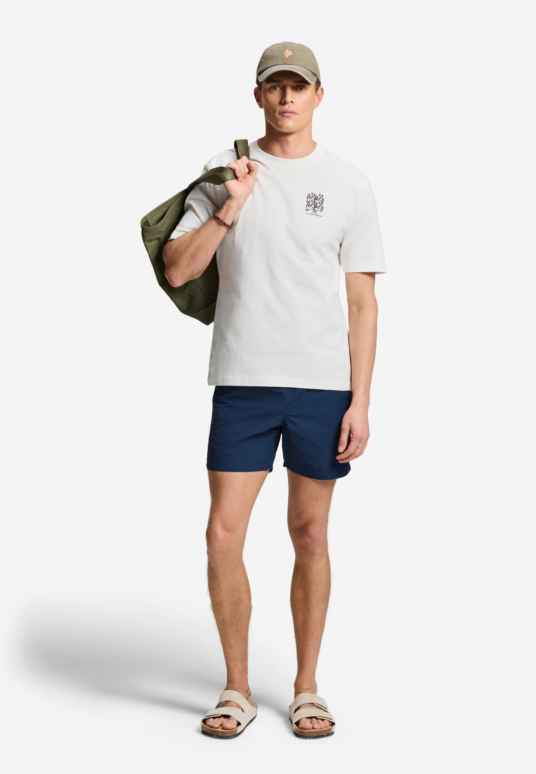 FINN relaxed fit coral grid t-shirt | white - Shiwi