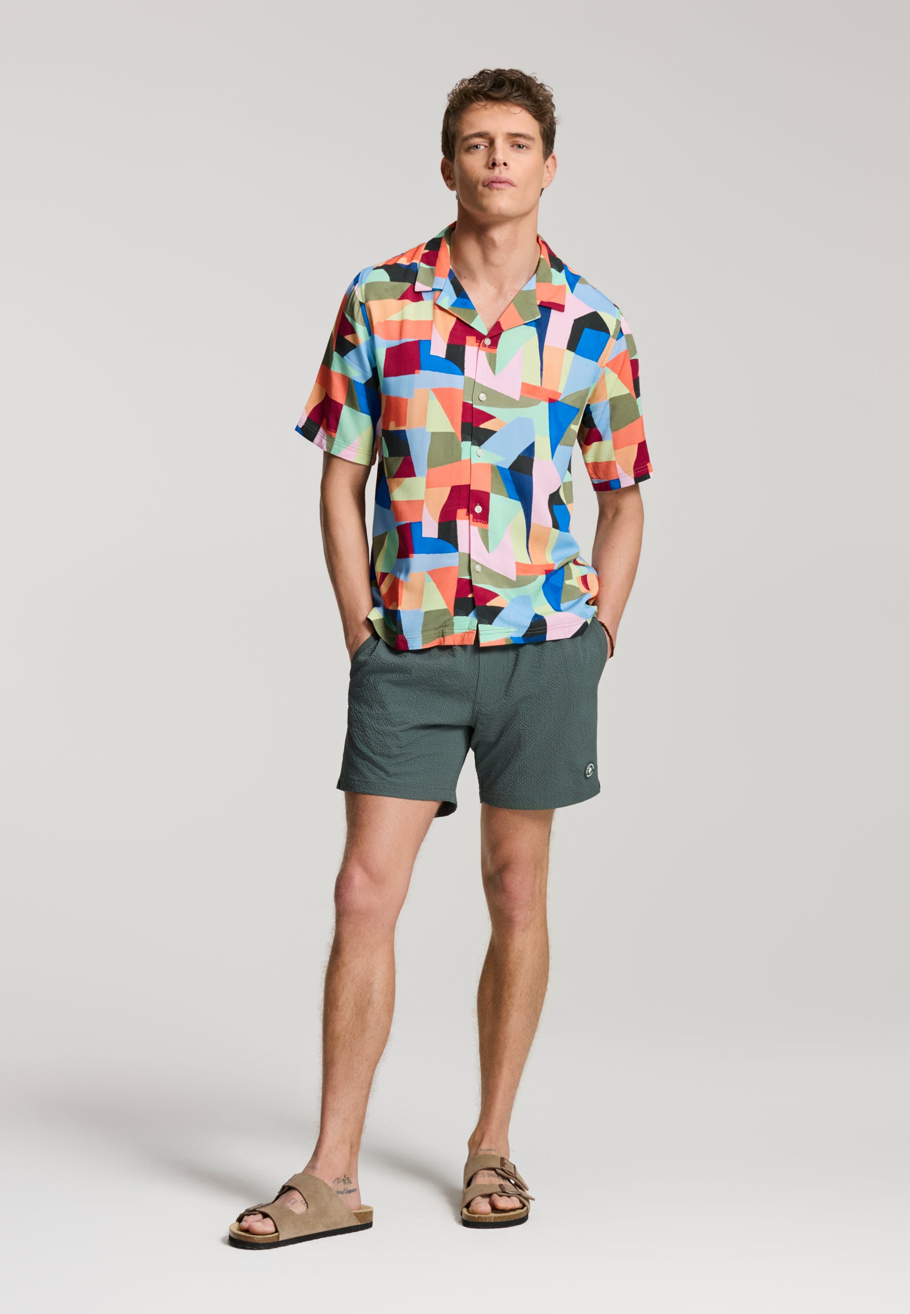 VIC multi art geo short sleeve shirt | multicolour