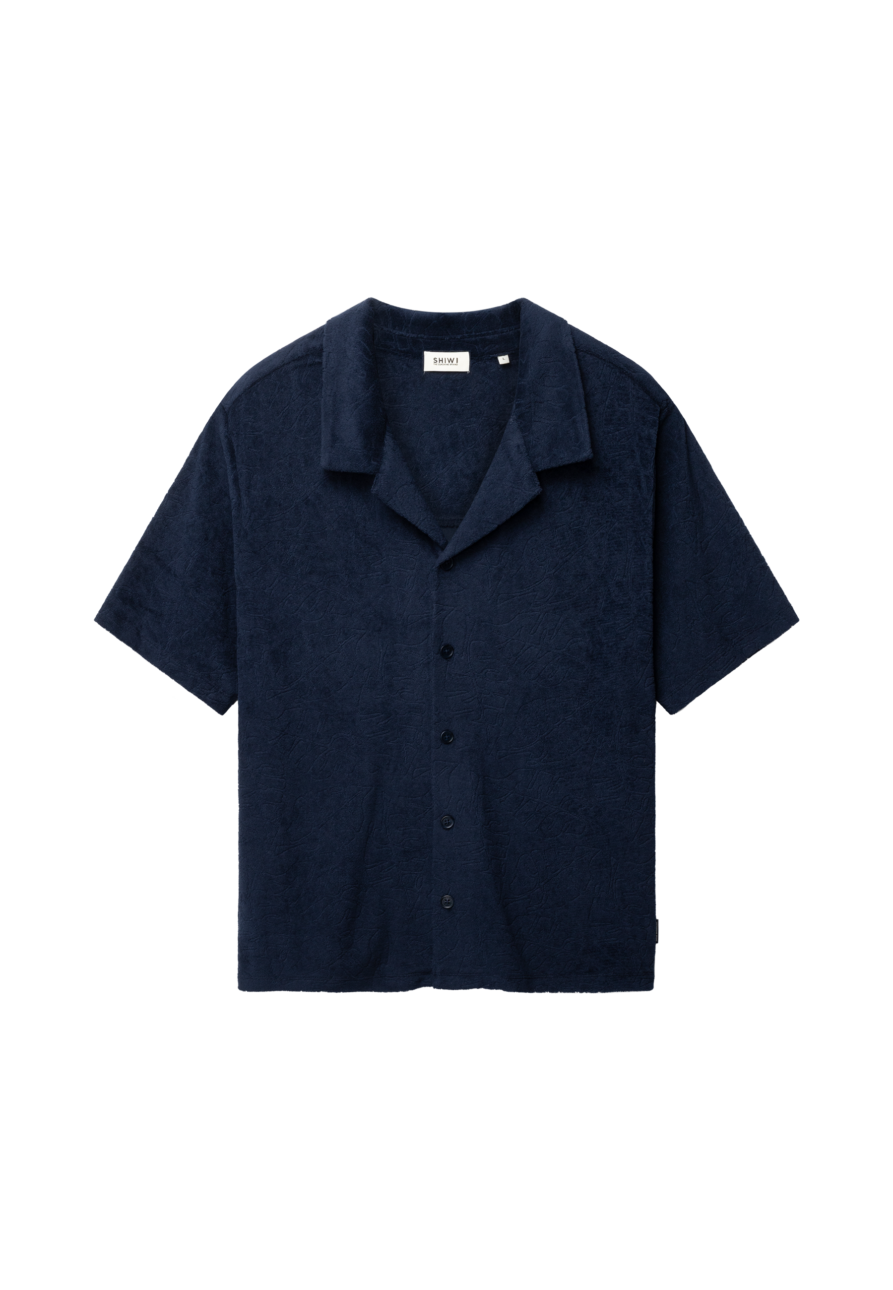 TED jacquard leaves short sleeve shirt | blue navy - Shiwi