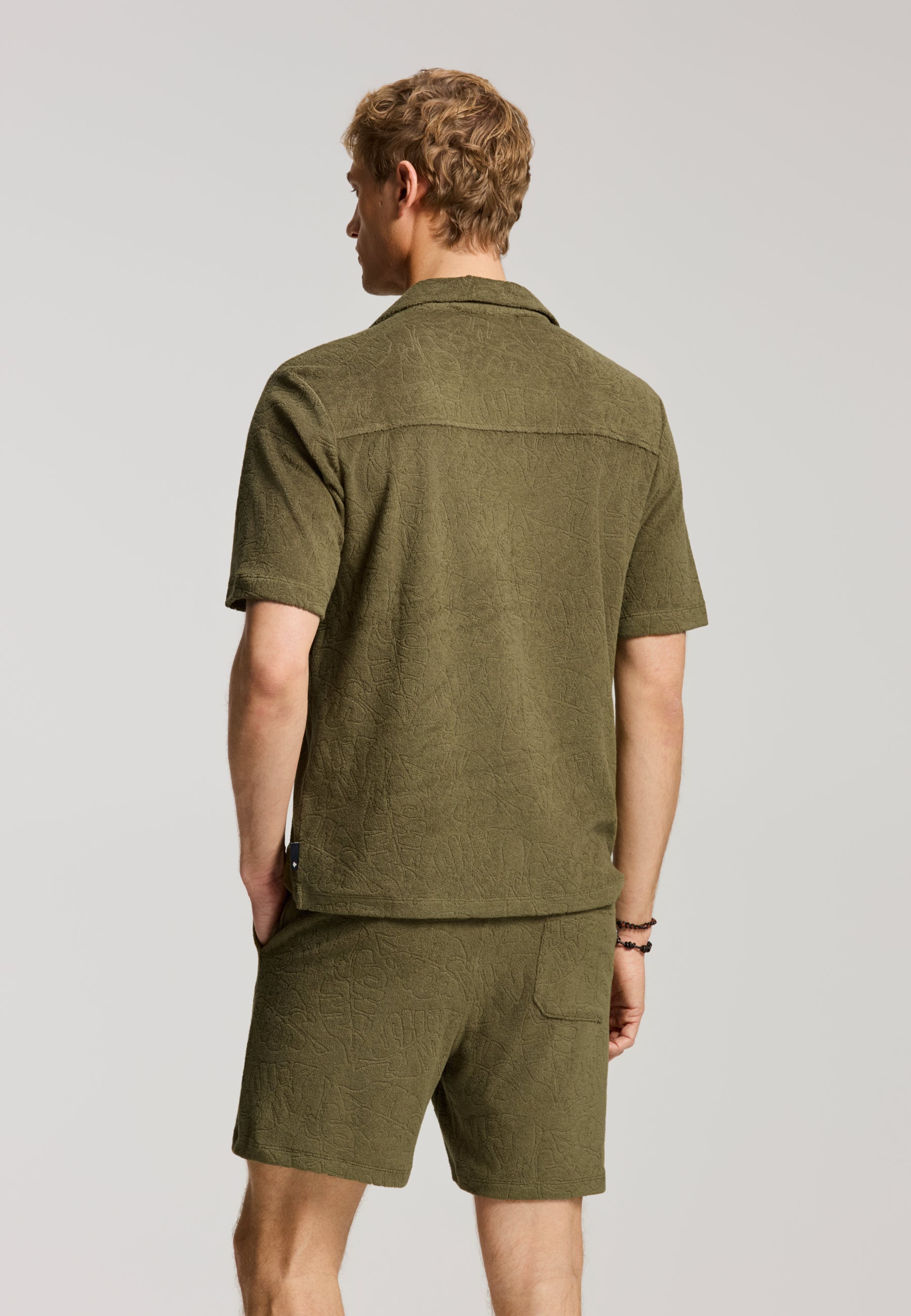 TED jaqcuard leaves short sleeve shirt | green - Shiwi