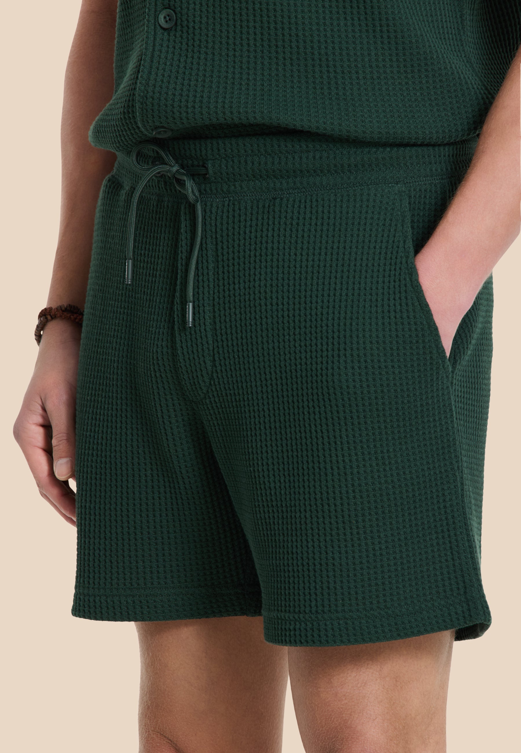 OSCAR waffle structure shorts | green leaf