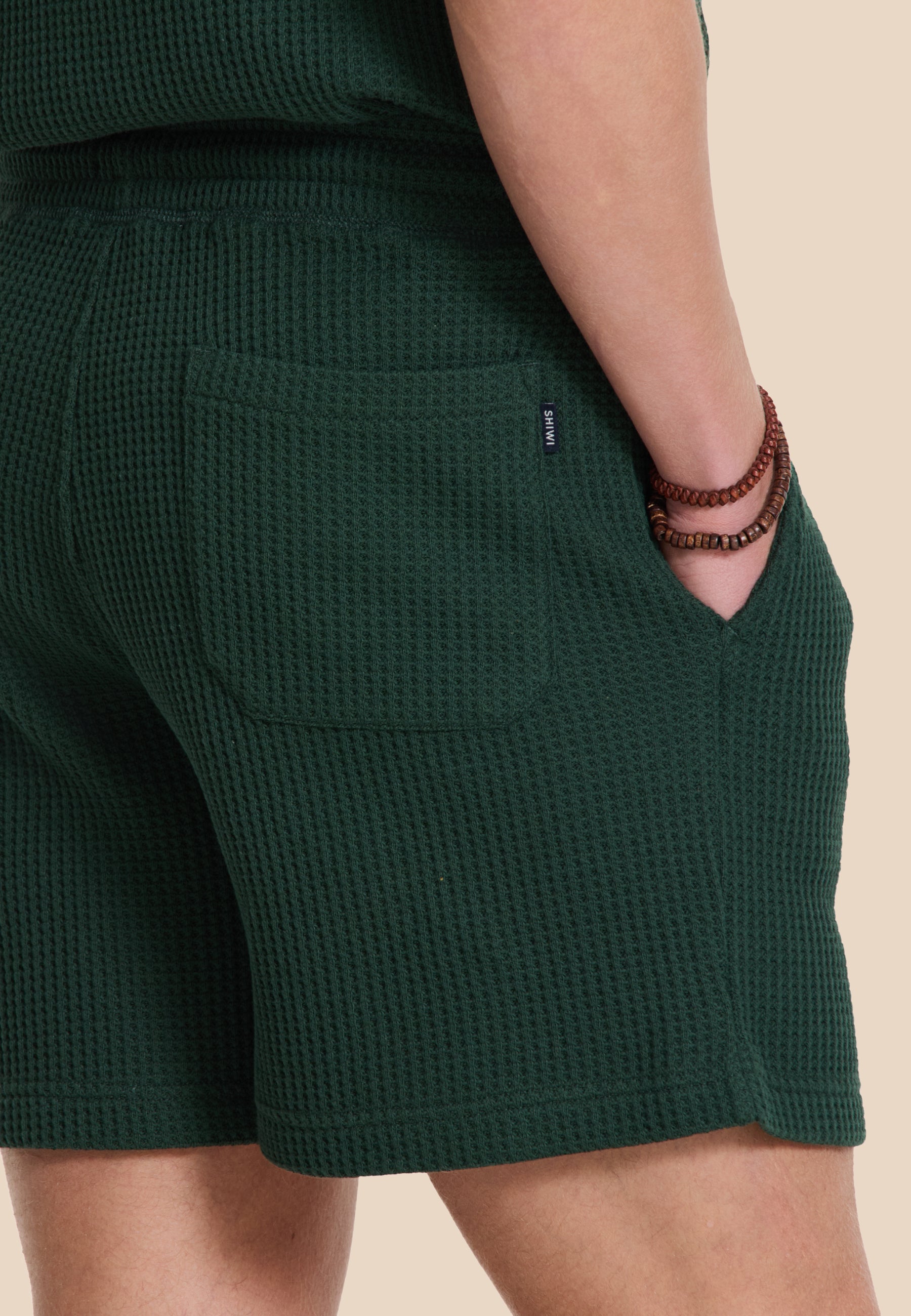 OSCAR waffle structure shorts | green leaf
