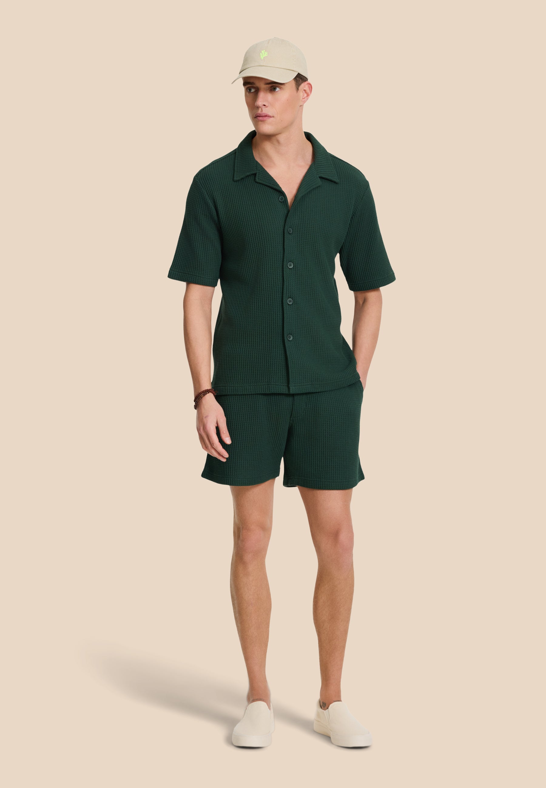 DEAN waffle structure shortsleeve | green leaf