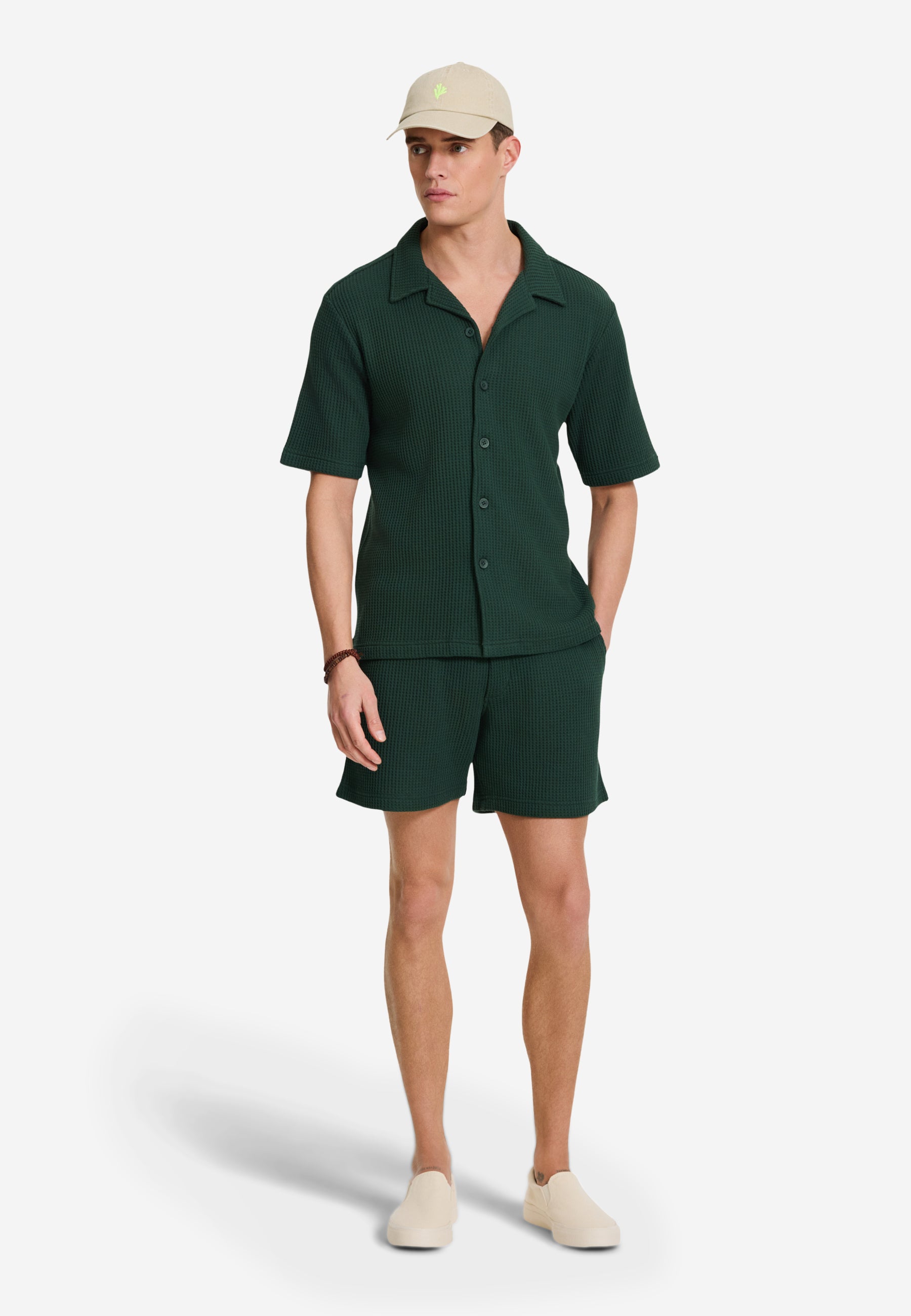DEAN casual overhemd met wafelstructuur | green leaf