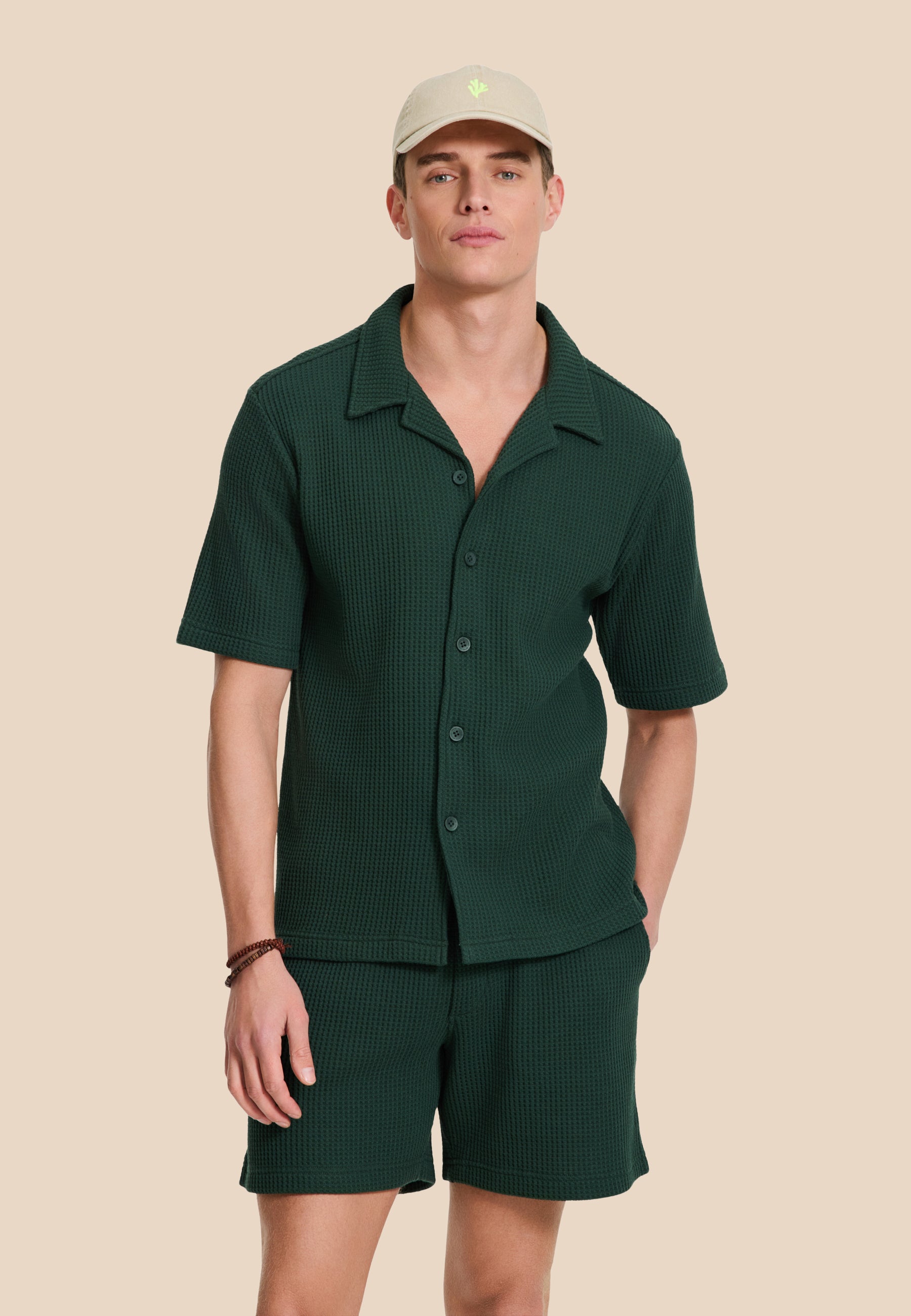 DEAN waffle structure shortsleeve | green leaf