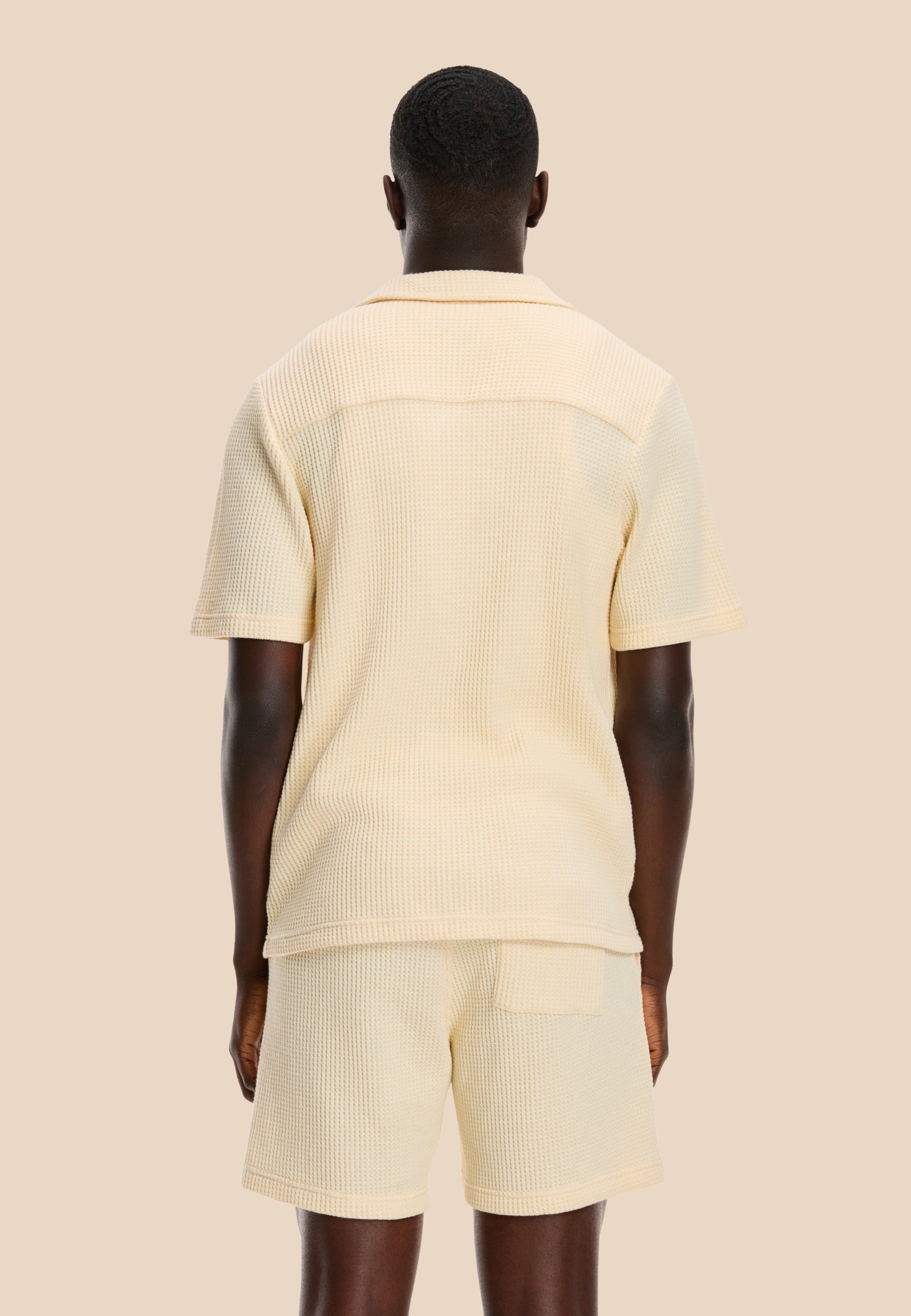 DEAN waffle structure shortsleeve | light beige