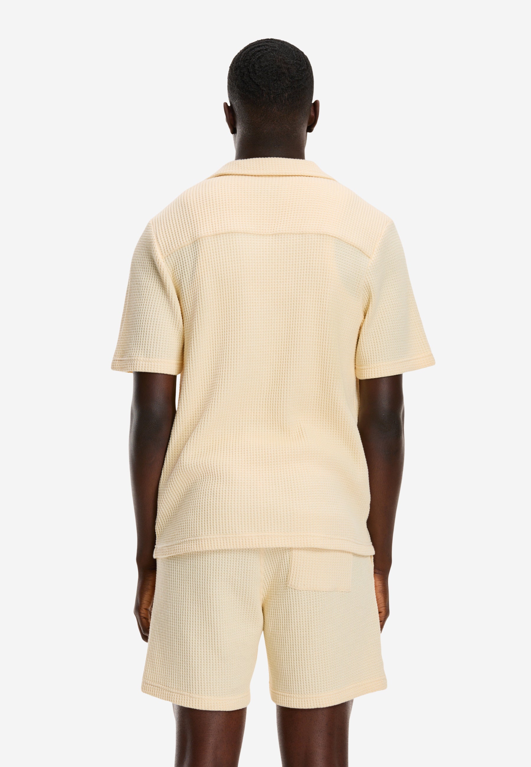 DEAN waffle structure shortsleeve | light beige - Shiwi