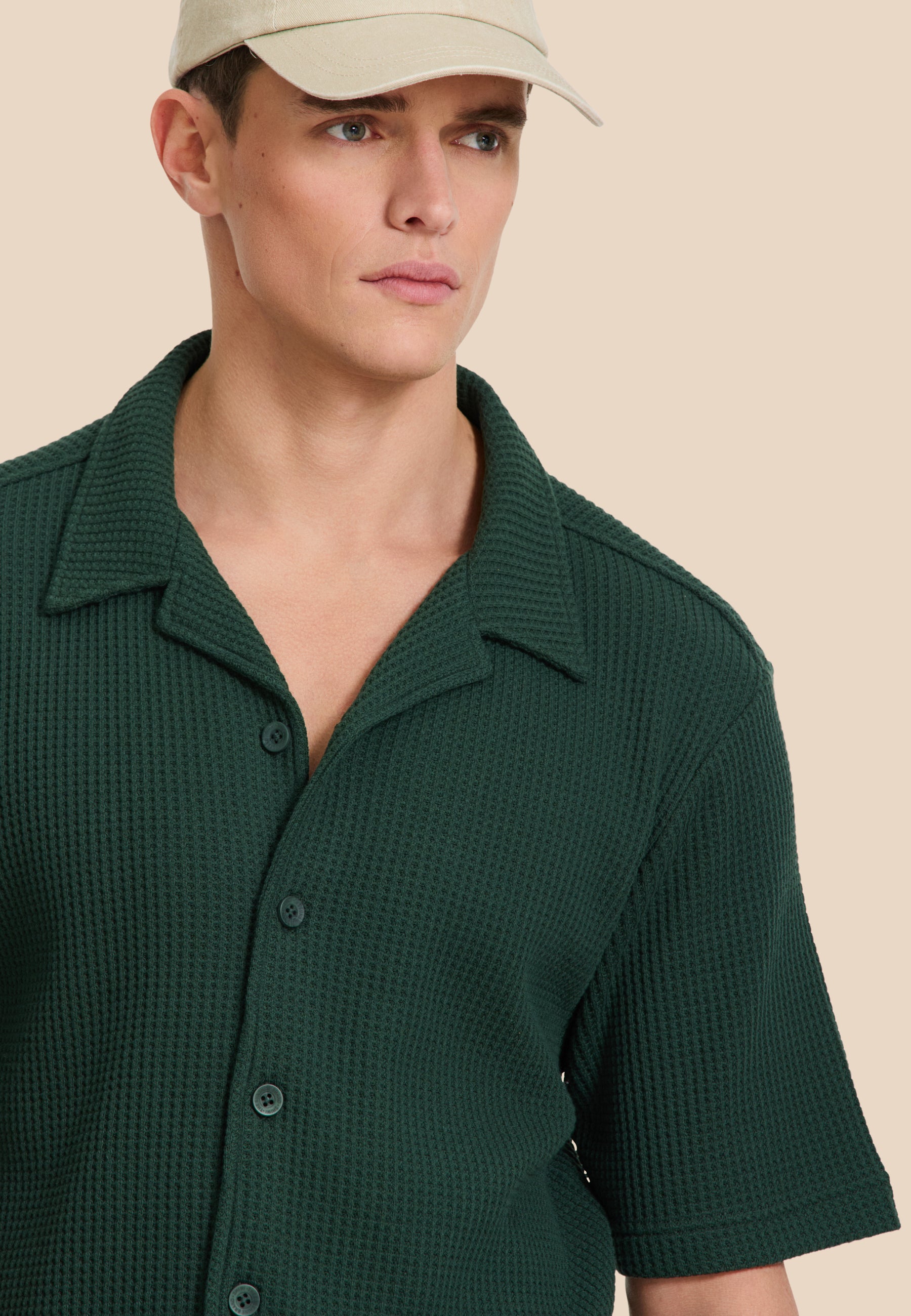 DEAN waffle structure shortsleeve | green leaf