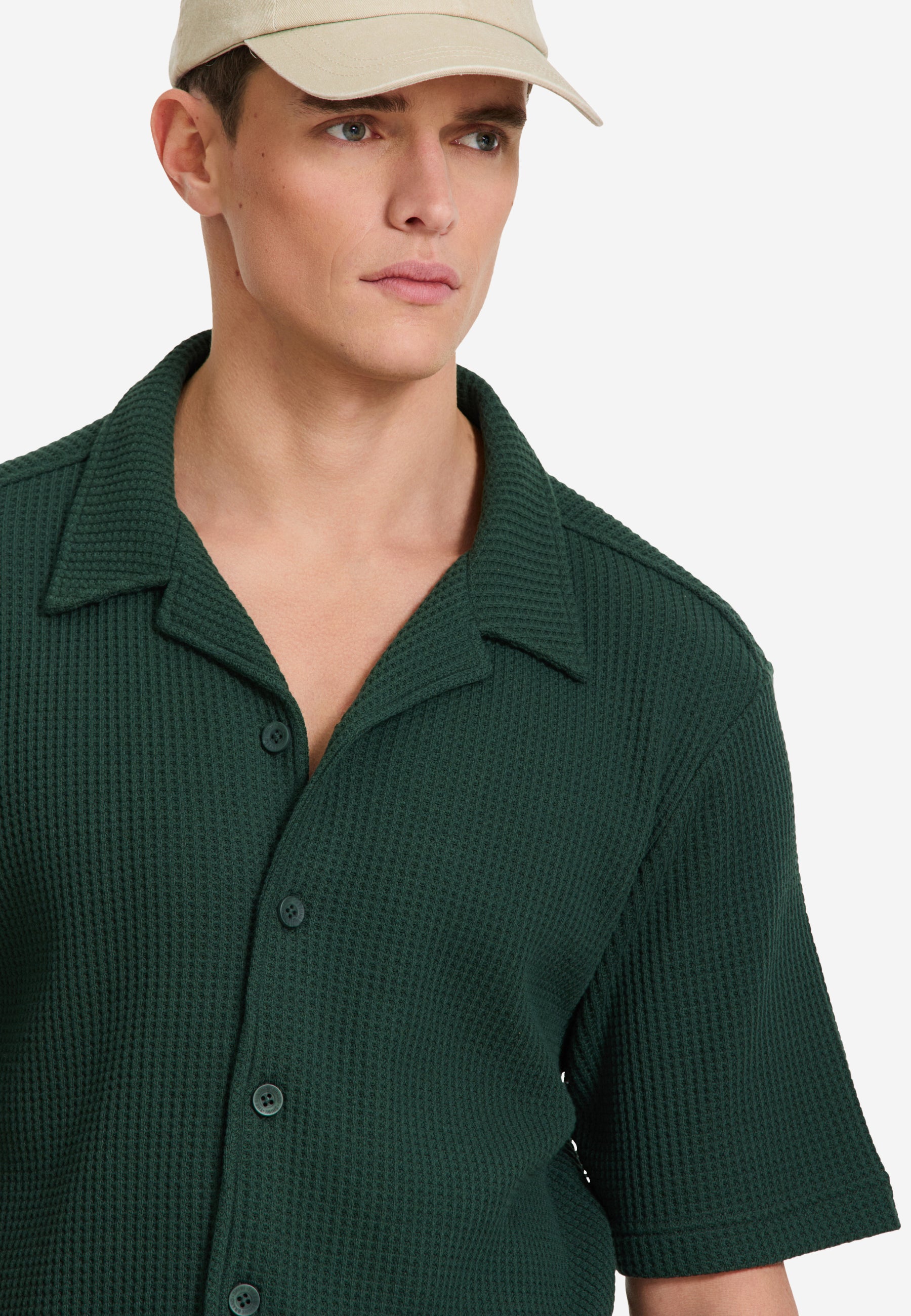 DEAN waffle structure shortsleeve | green leaf - Shiwi