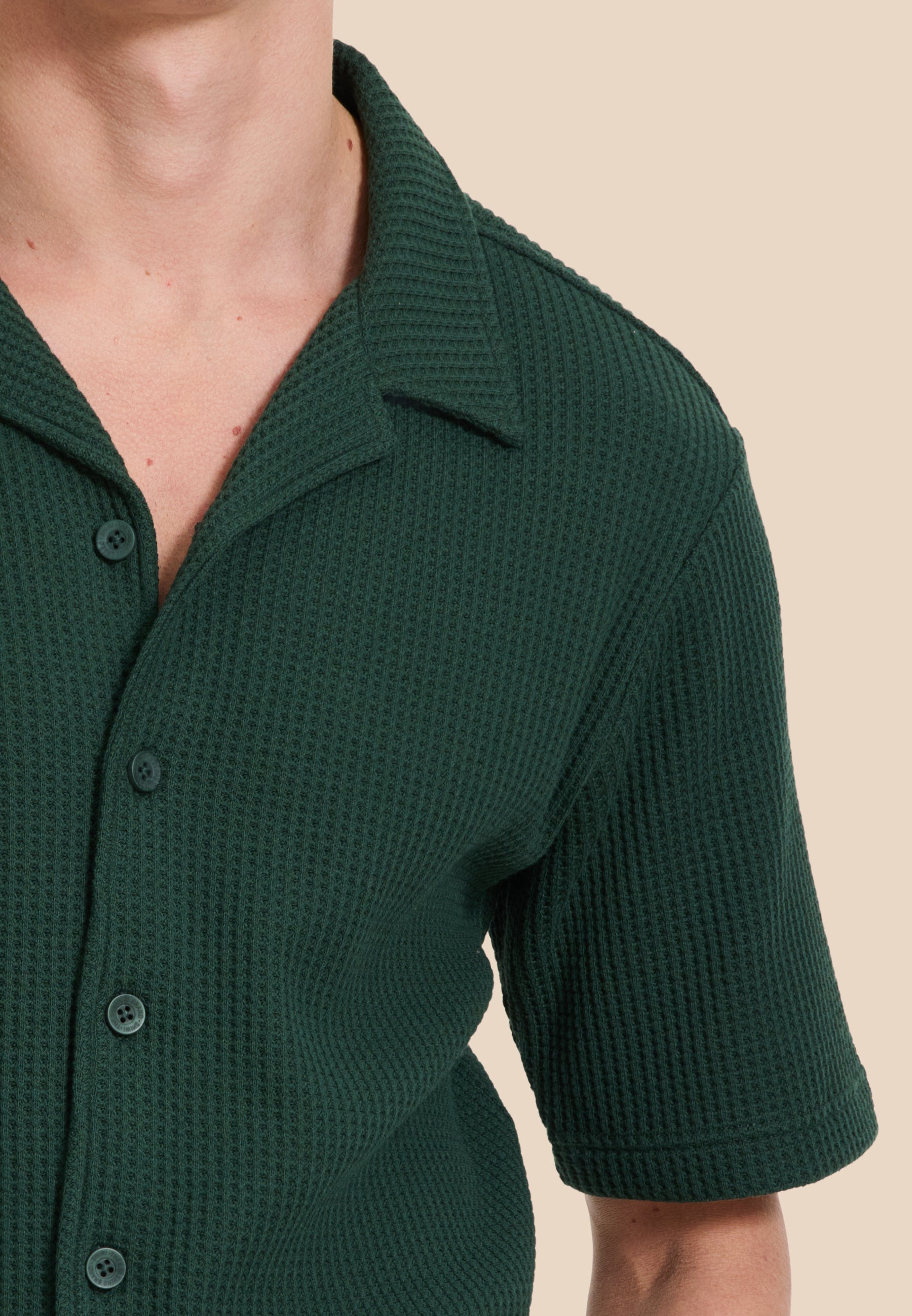 DEAN waffle structure shortsleeve | green leaf