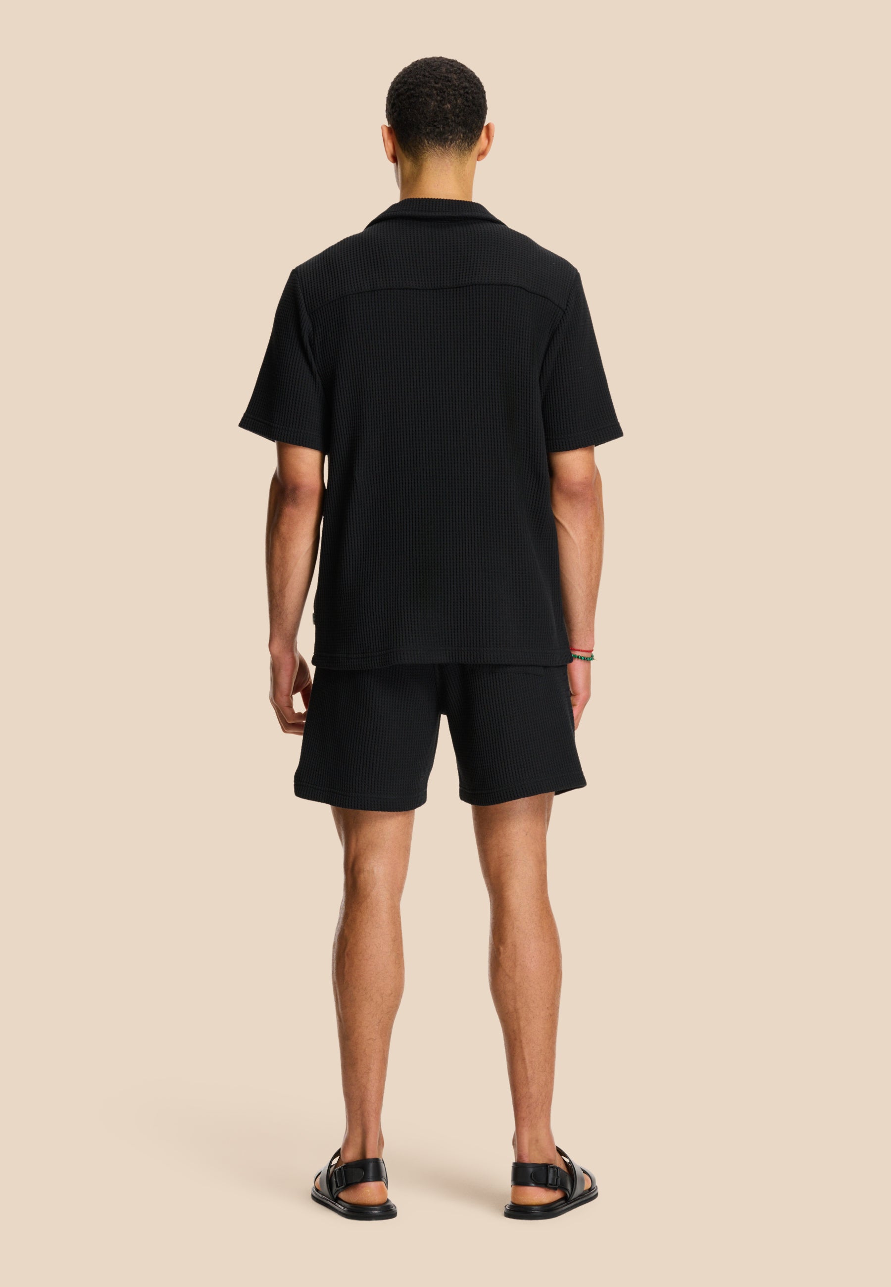 DEAN casual overhemd met wafelstructuur | black