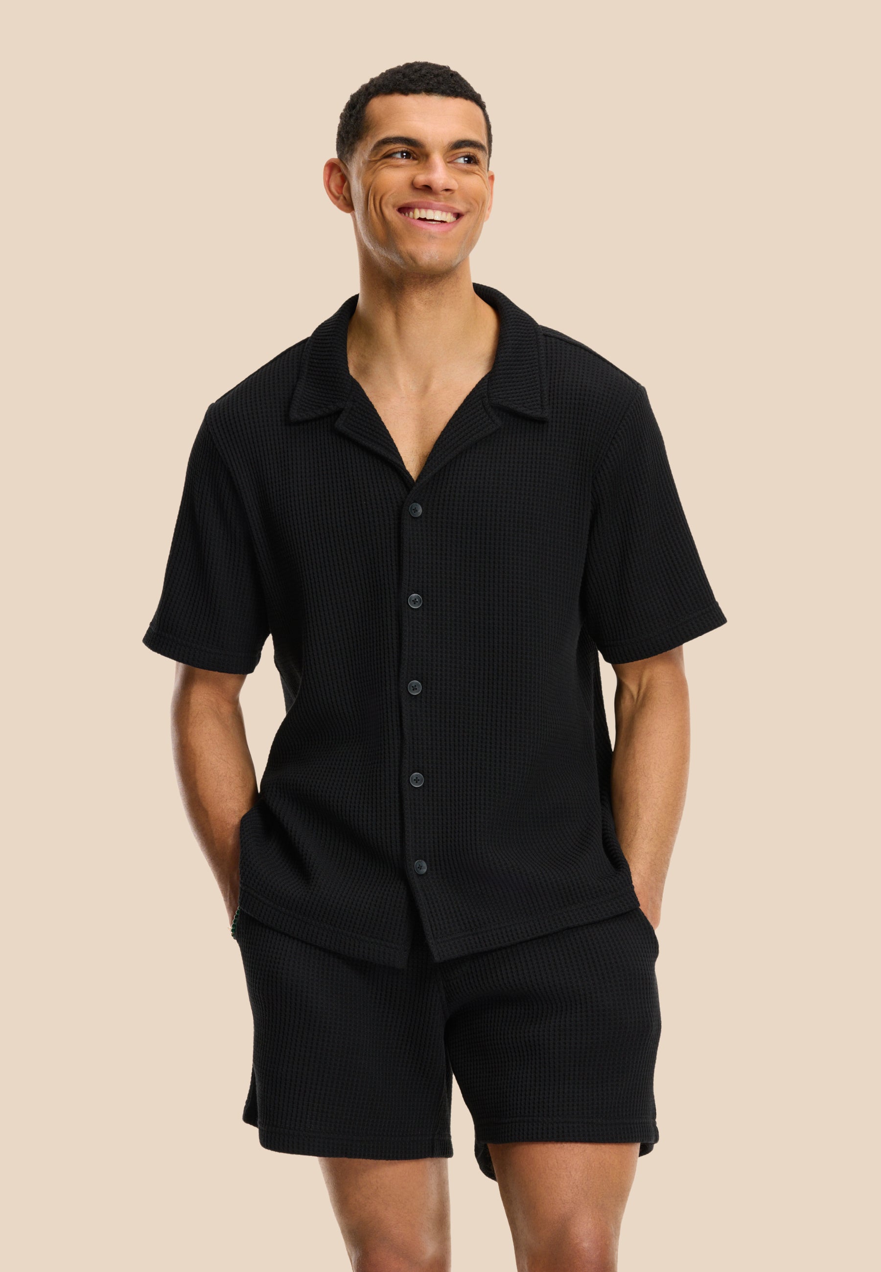 OSCAR waffle structure shorts | black