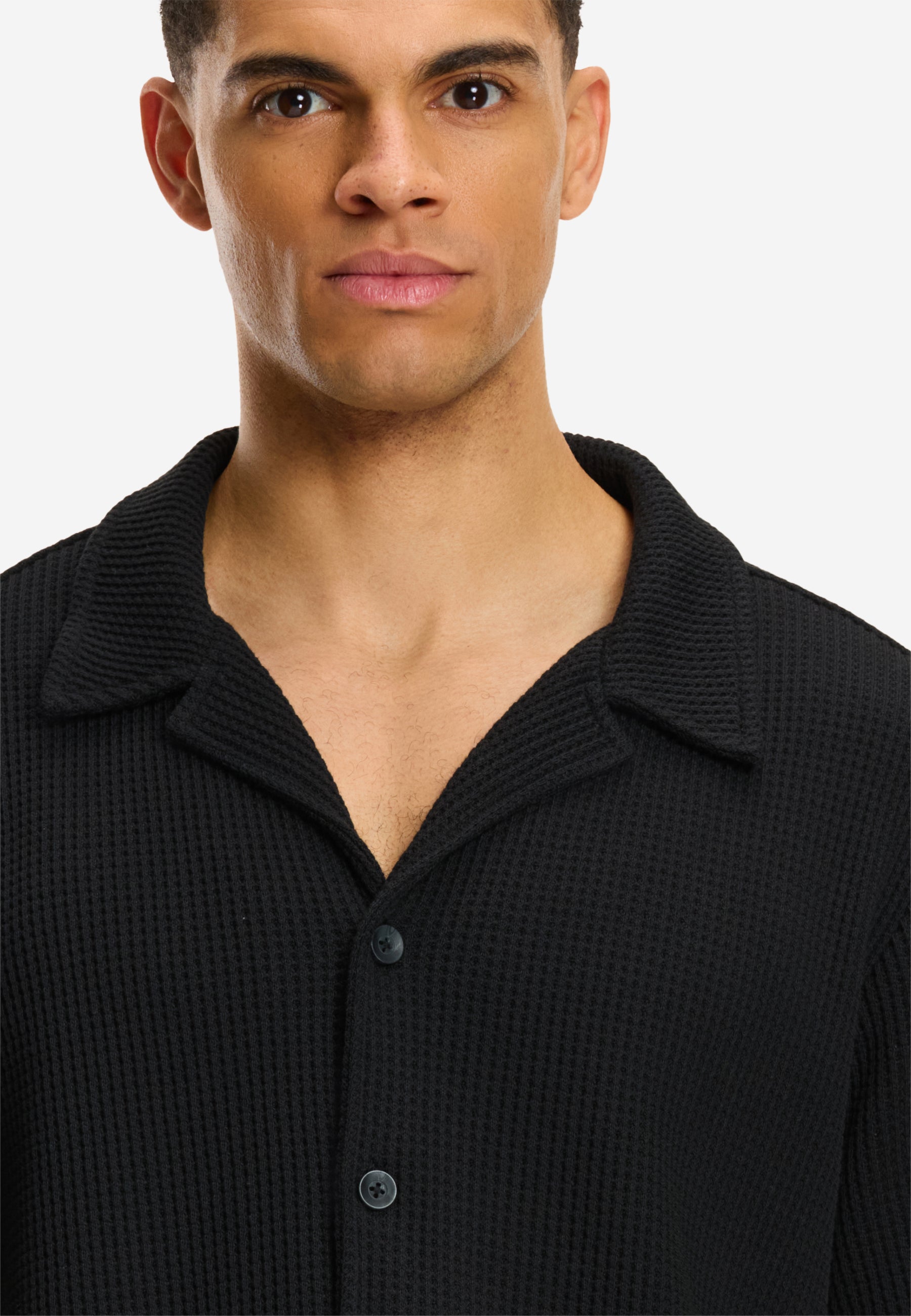 DEAN waffle structure shortsleeve | black