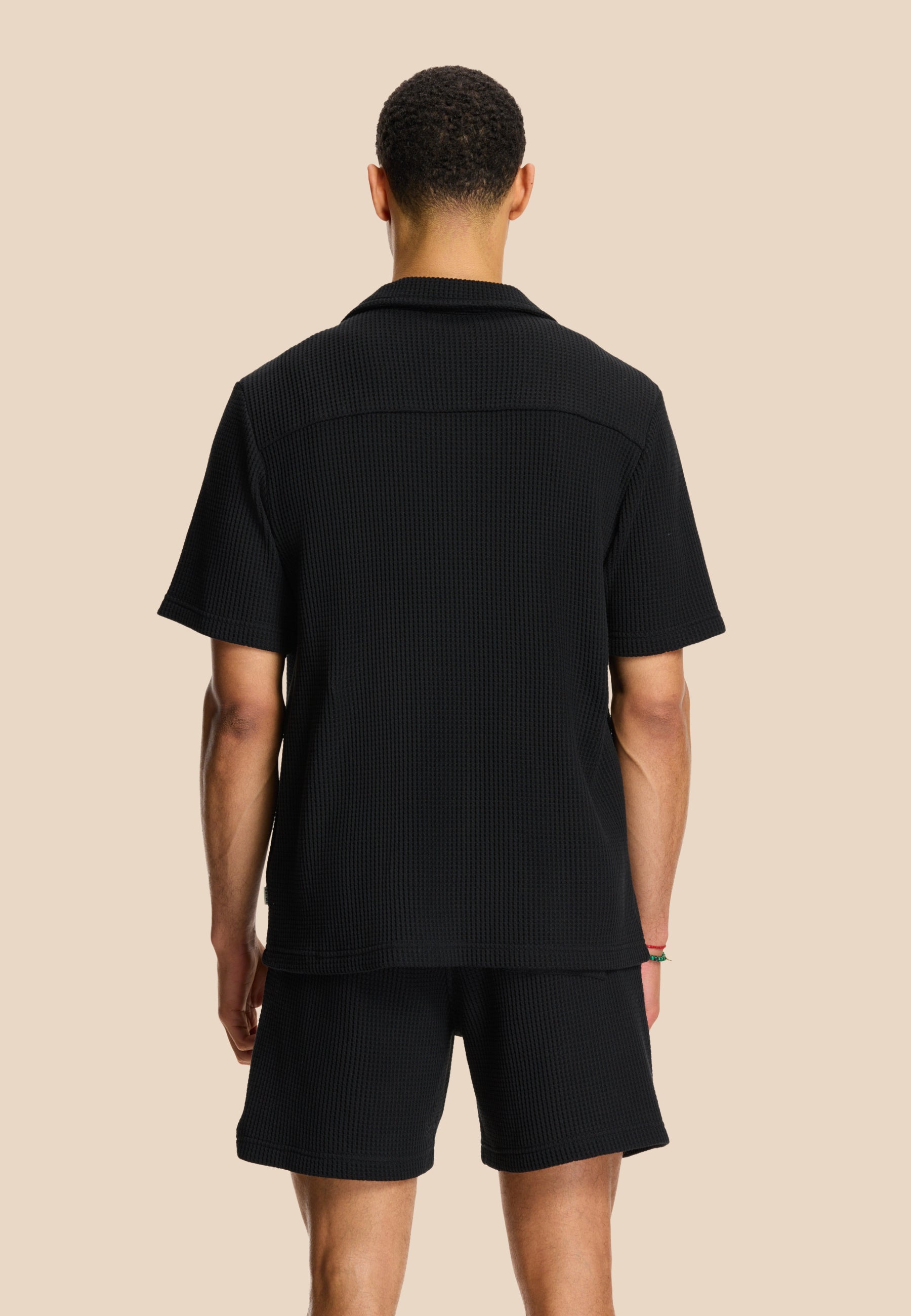 DEAN casual overhemd met wafelstructuur | black