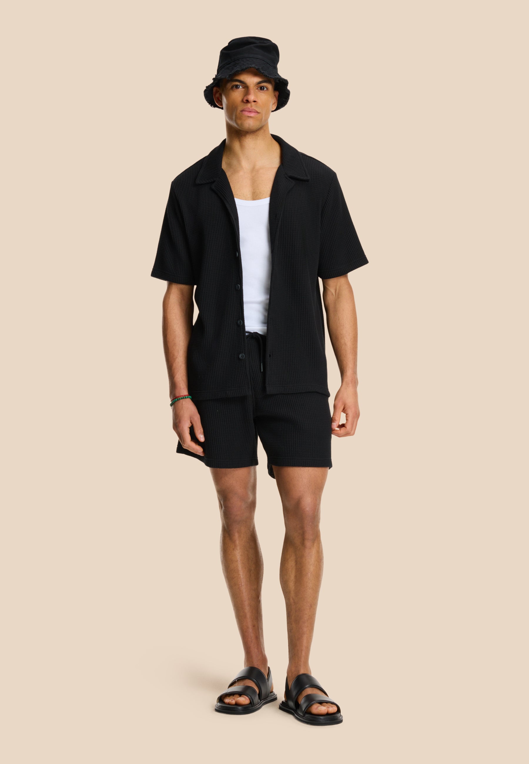 OSCAR waffle structure shorts | black