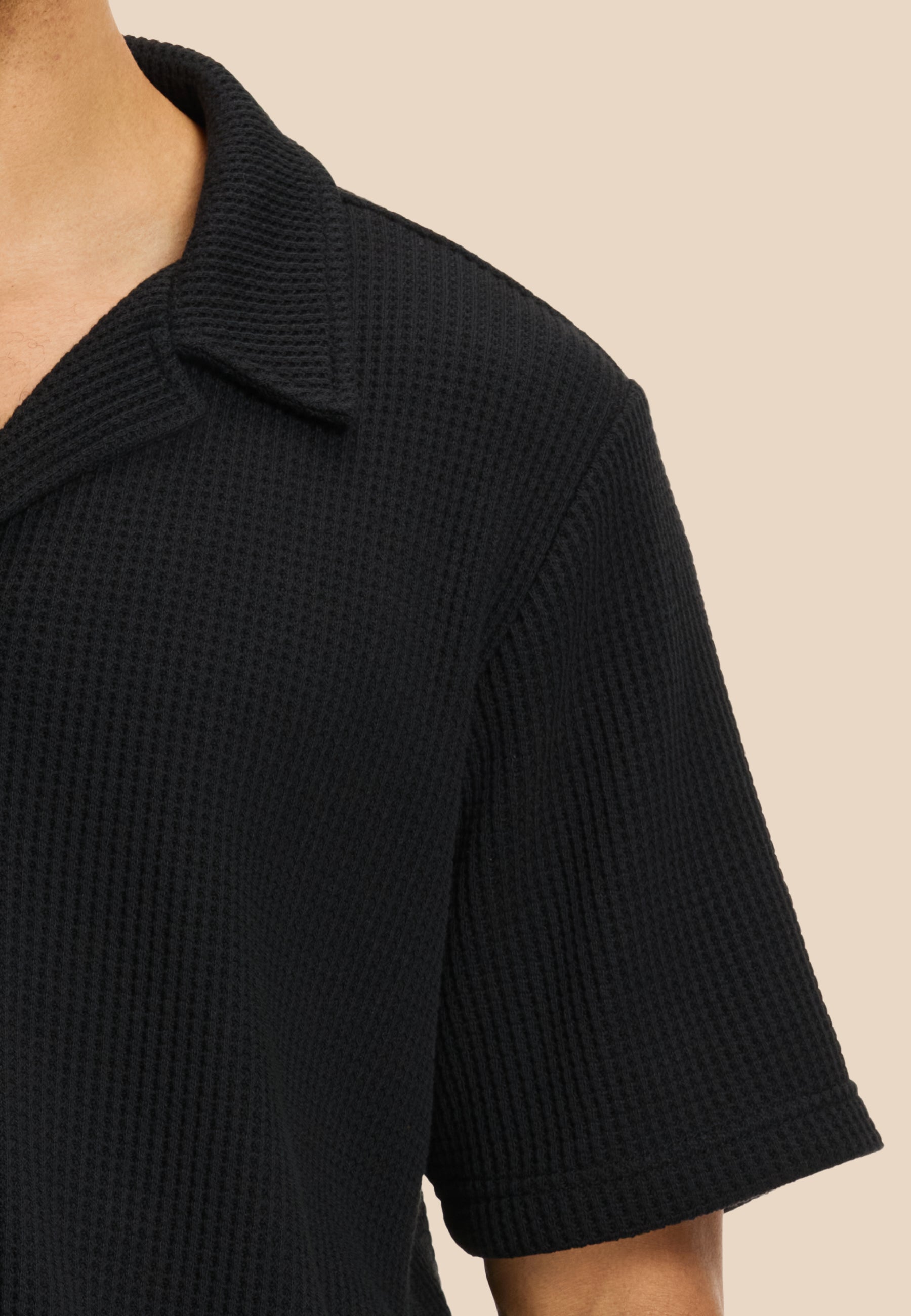 DEAN casual overhemd met wafelstructuur | black