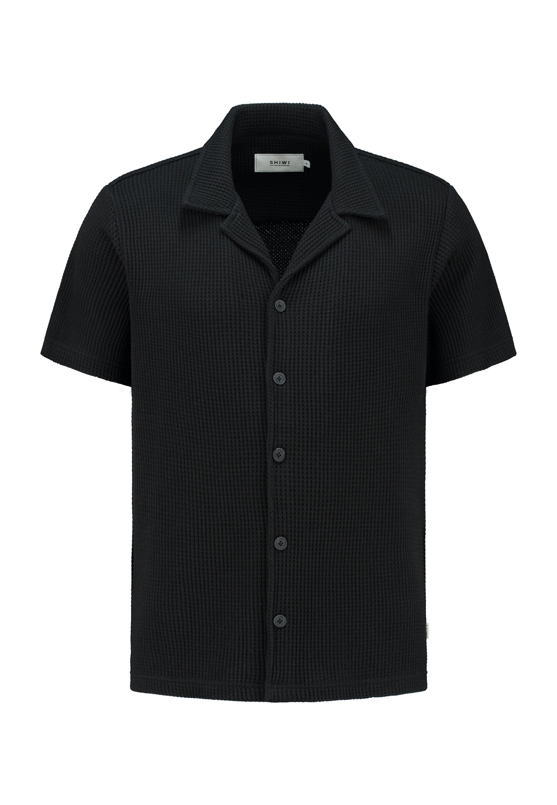 DEAN casual overhemd met wafelstructuur | black