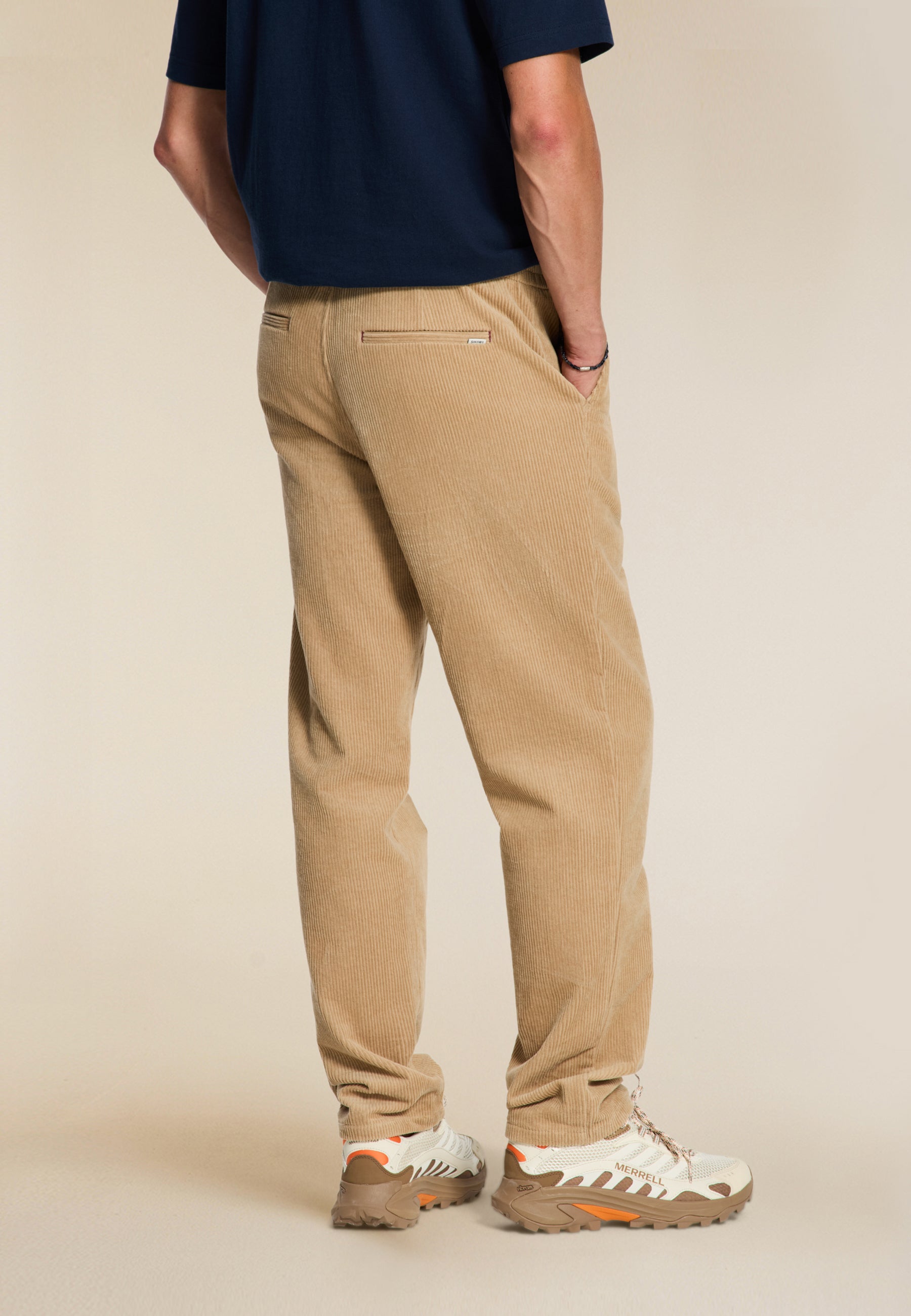 ALAN corduroy straight fit trousers | beige clay