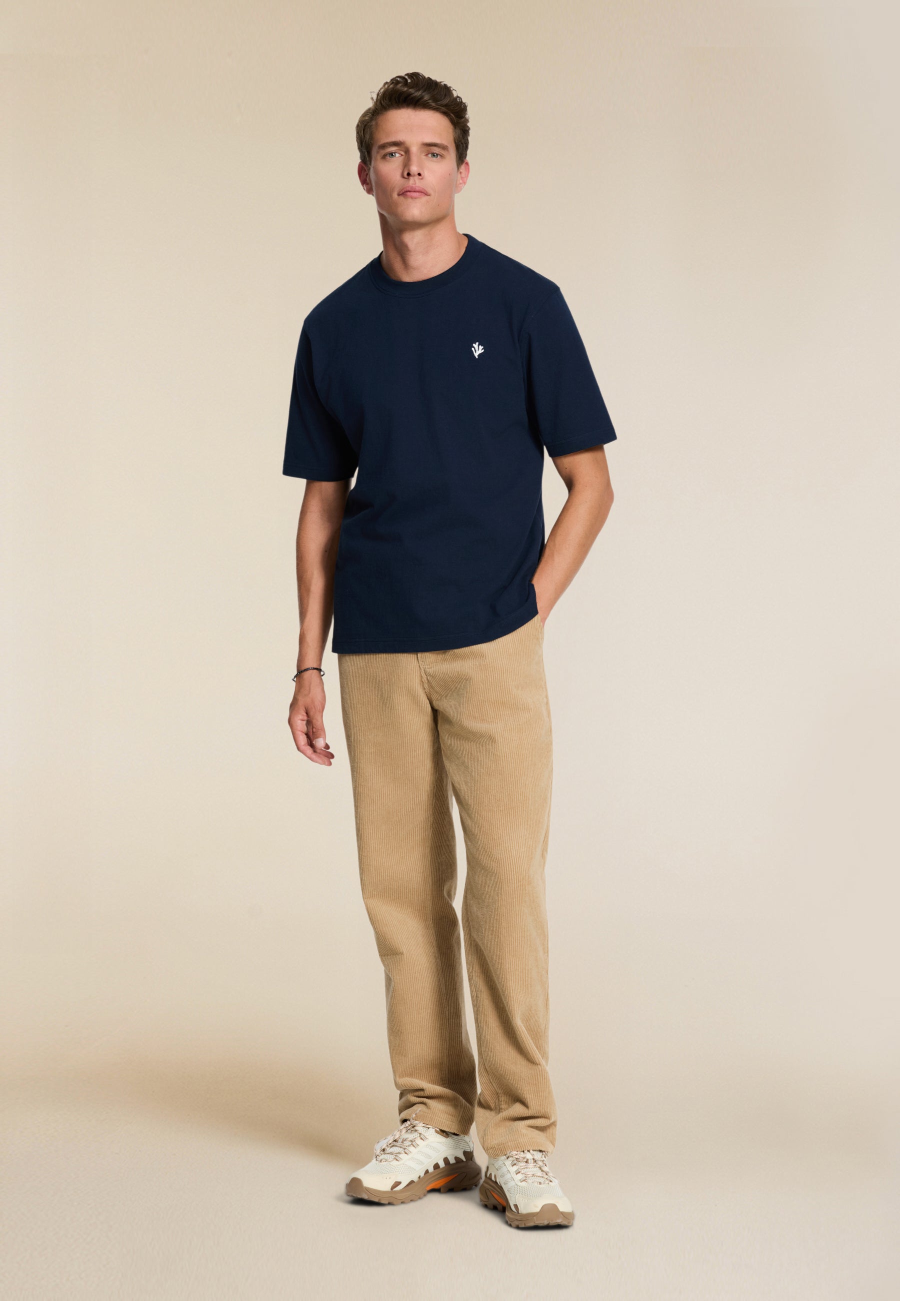 ALAN corduroy straight fit trousers | beige clay