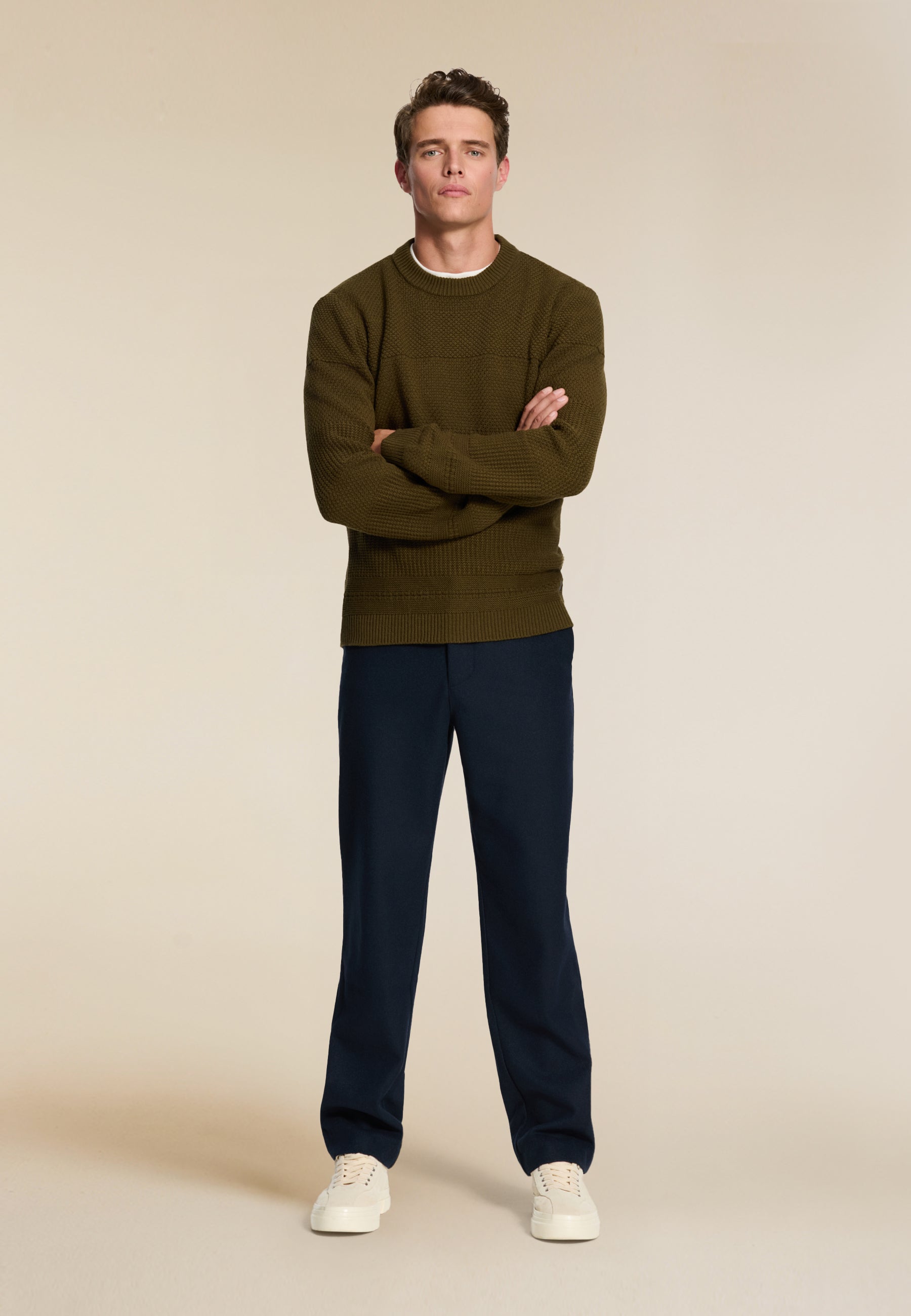FORD wool blend straight fit trousers | blue dark navy
