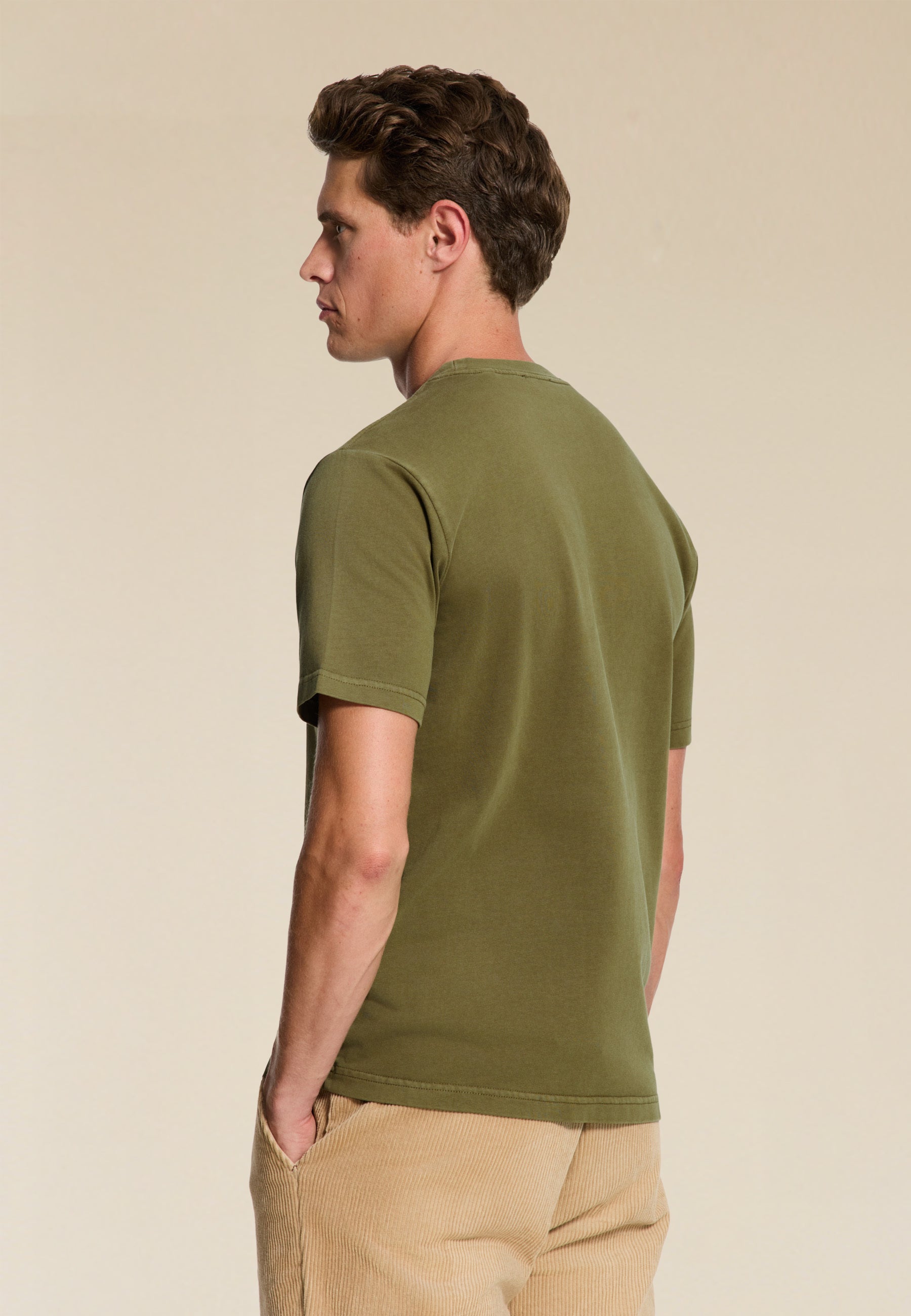 LIAM regular fit coral text t-shirt | green olive