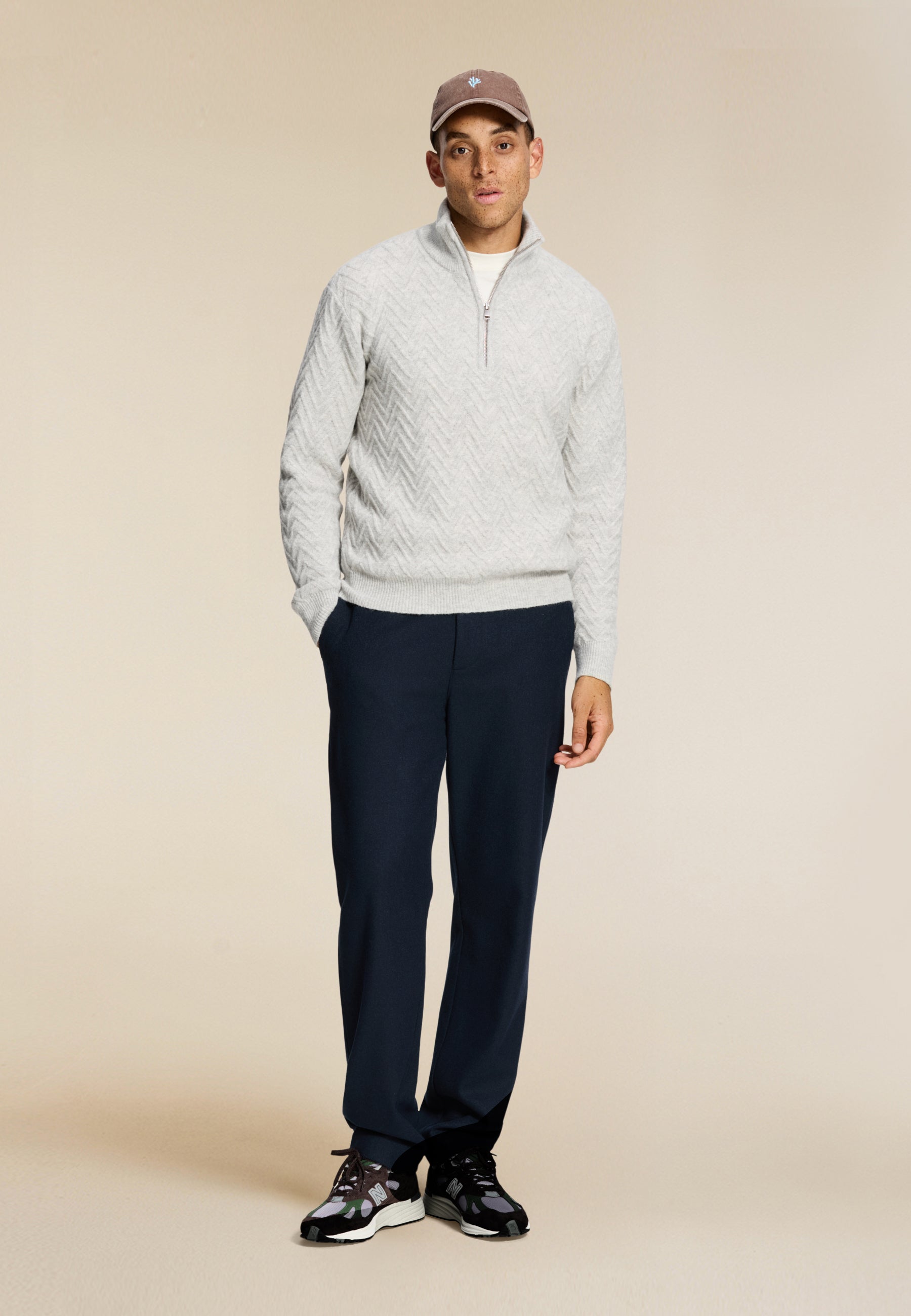PIKE relaxed fit zigzag pullover | light grey melange