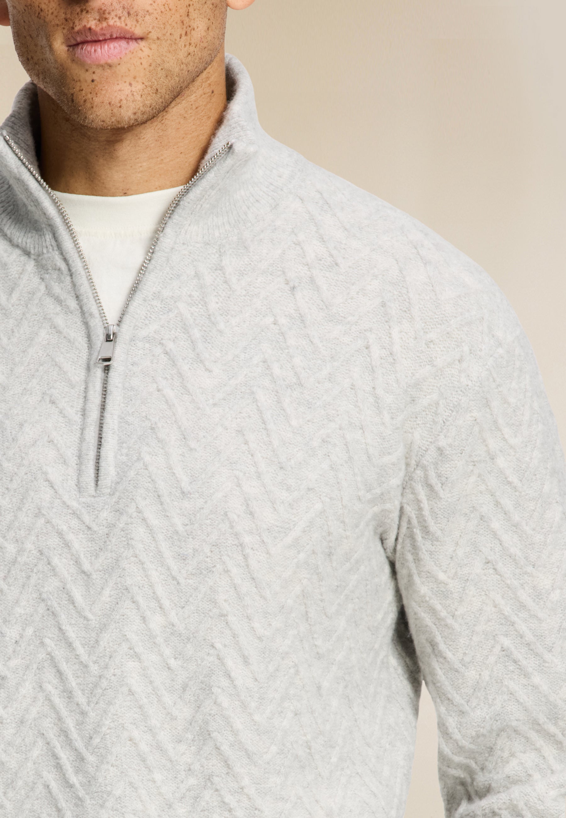 PIKE relaxed fit zigzag pullover | light grey melange