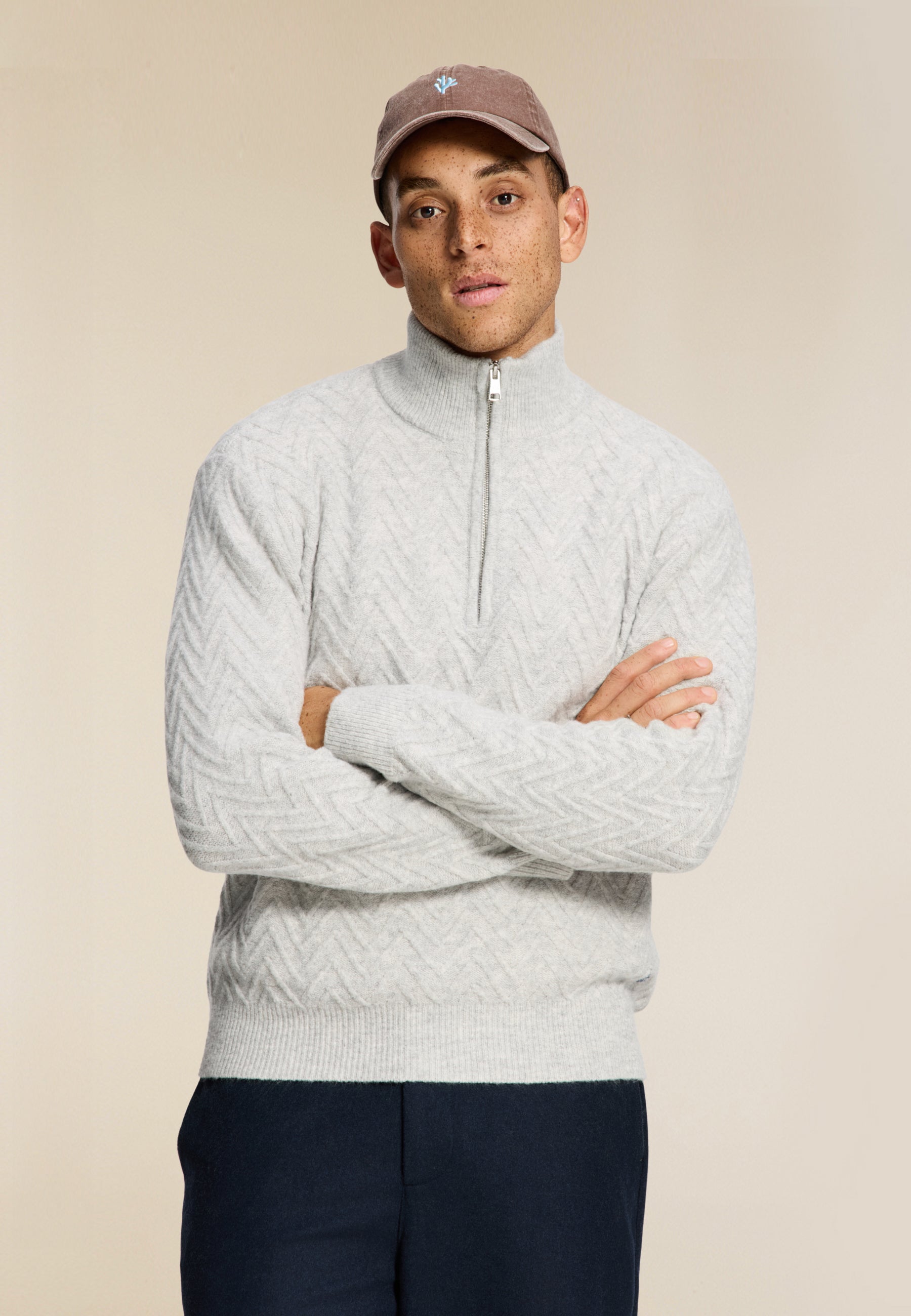 PIKE relaxed fit zigzag pullover | light grey melange