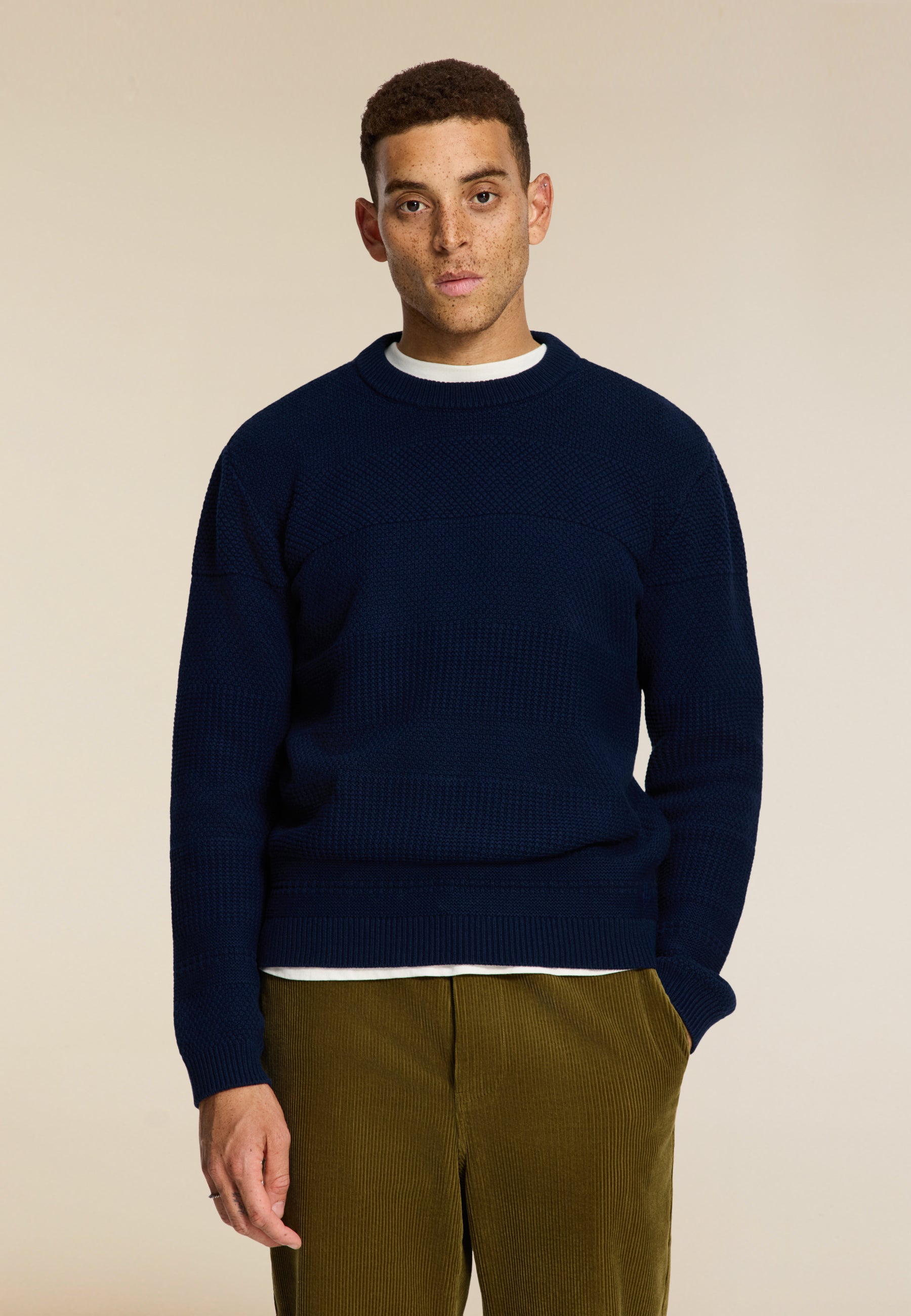 PERRY regular fit structured pullover | dark navy