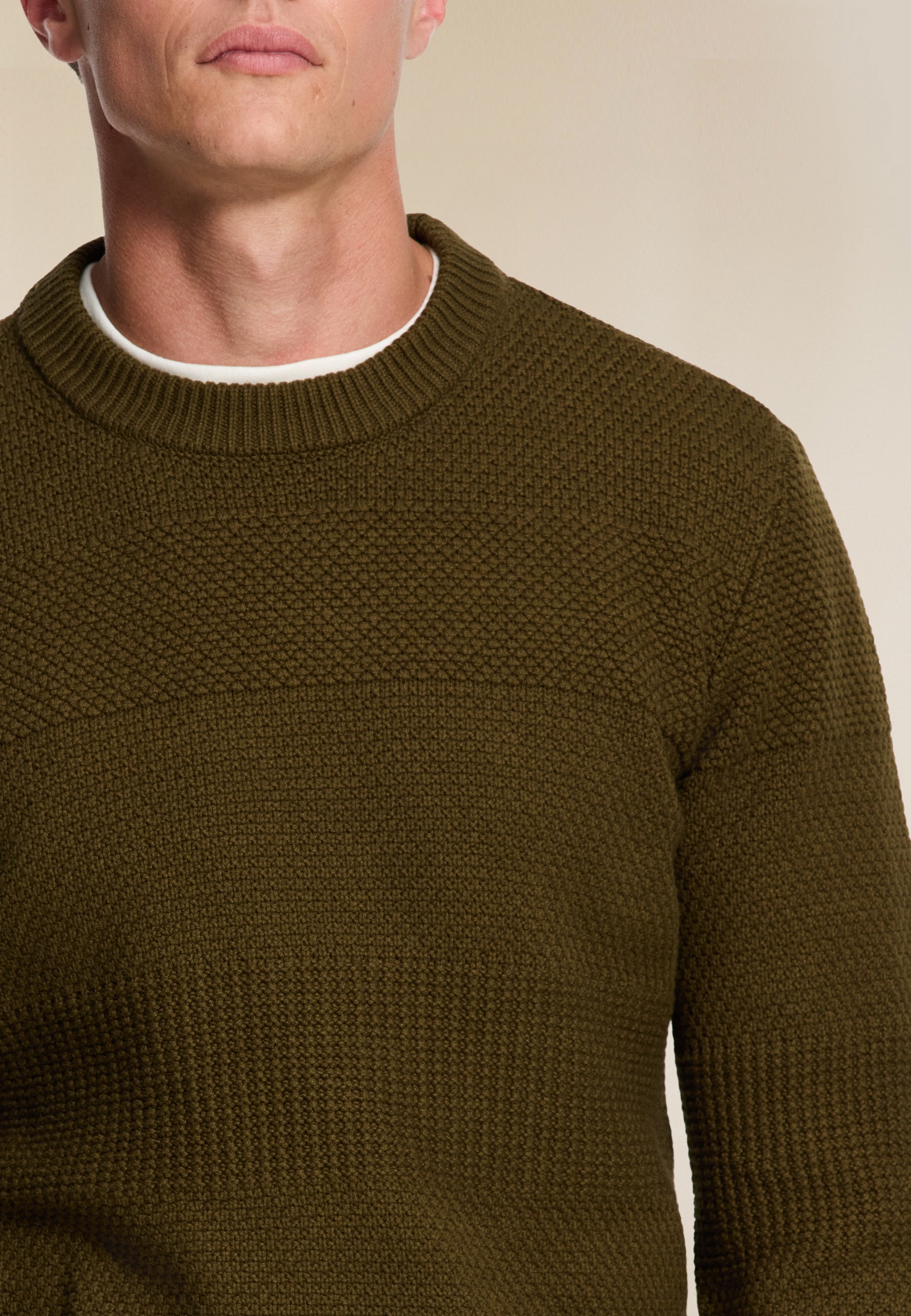 PERRY regular fit structured pullover | green olive