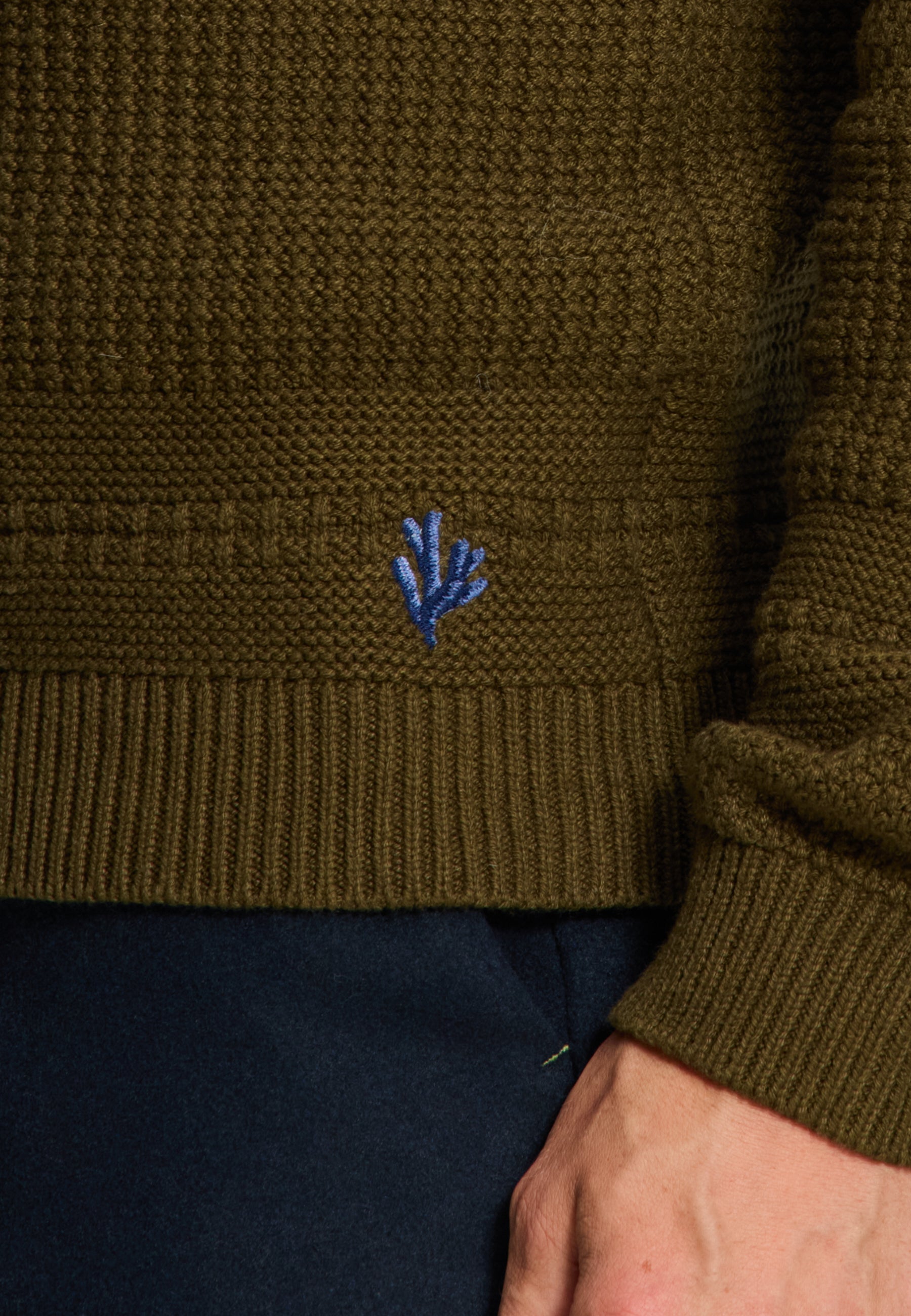 PERRY regular fit structured pullover | green olive