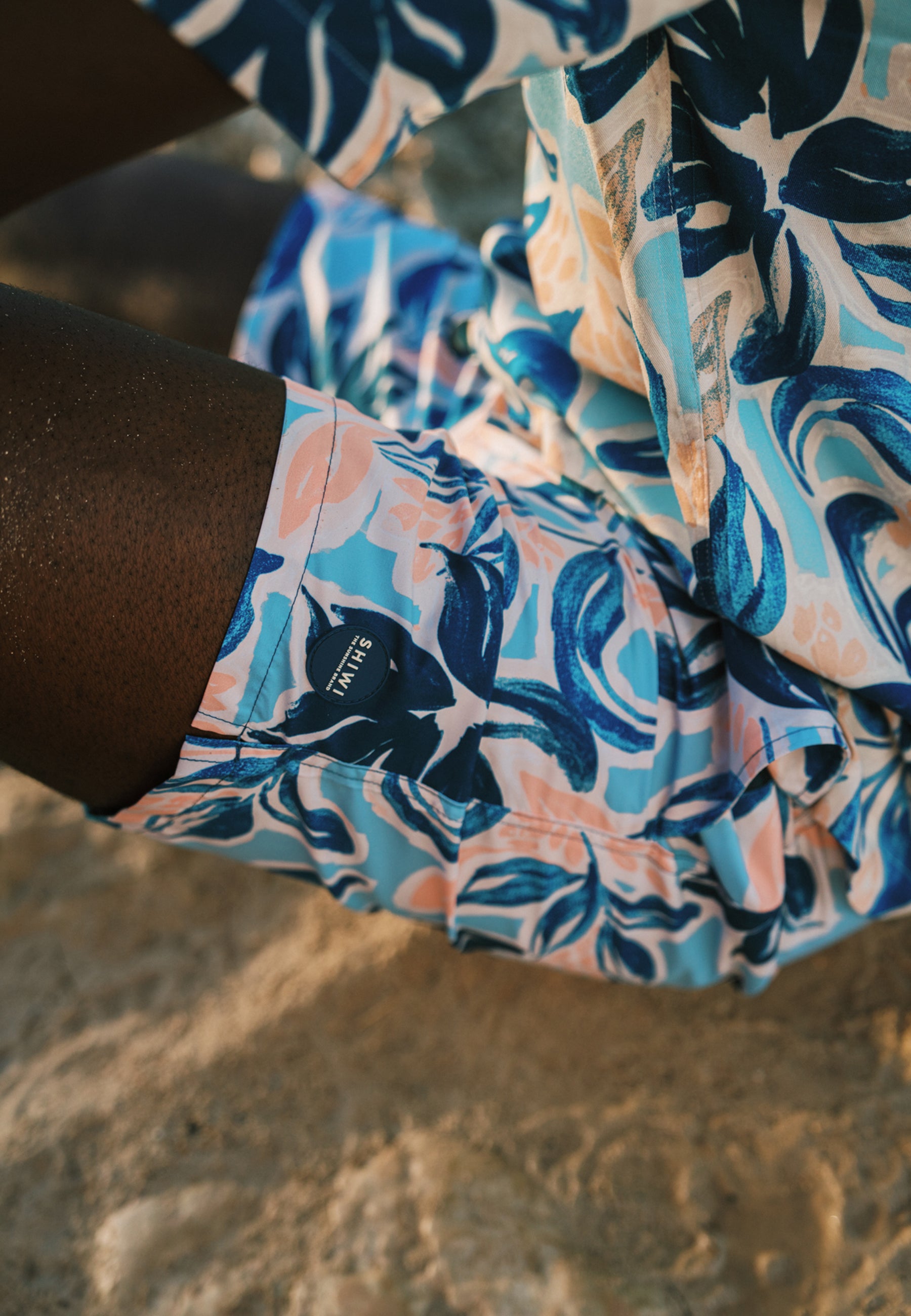 MIKE zwembroek floral leafs | blauw