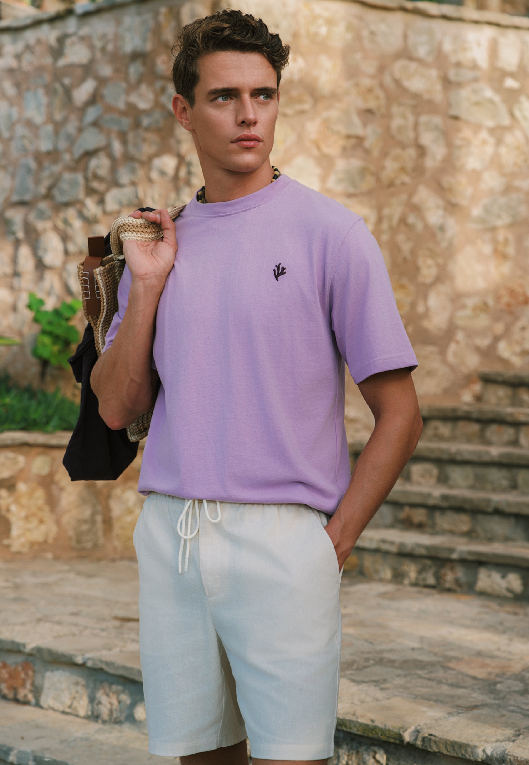 FINN relaxed t-shirt coral logo | purple rose