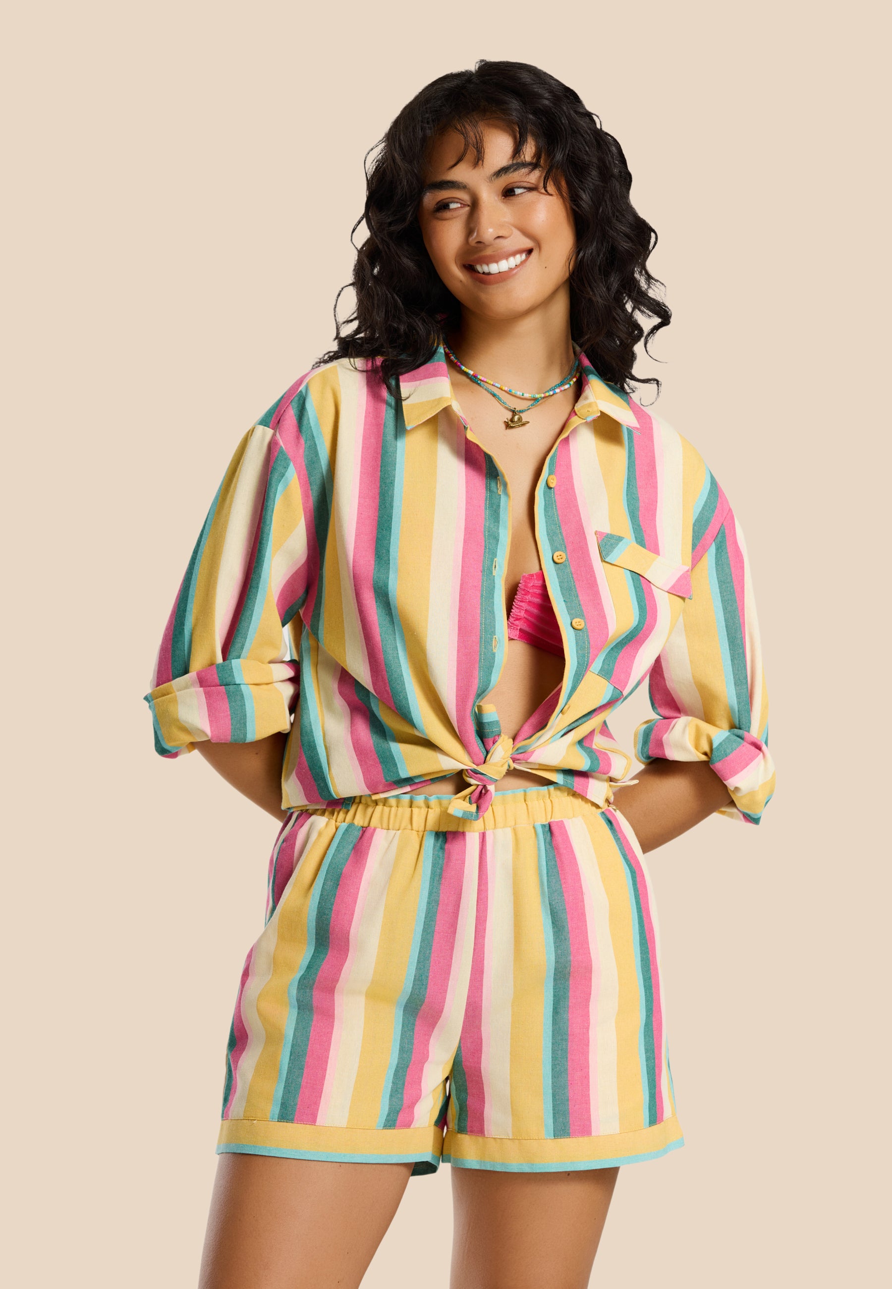 Striped Pocket Short - Malibu Stripe